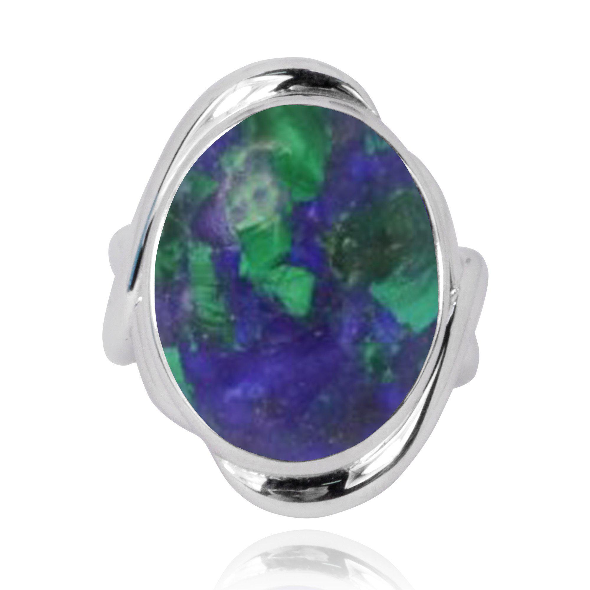 Azurite Malachite Cocktail Ring - Handmade Gemstone Statement Jewelry for Women | Perfect for Evening Parties, Weddings & Special Occasions