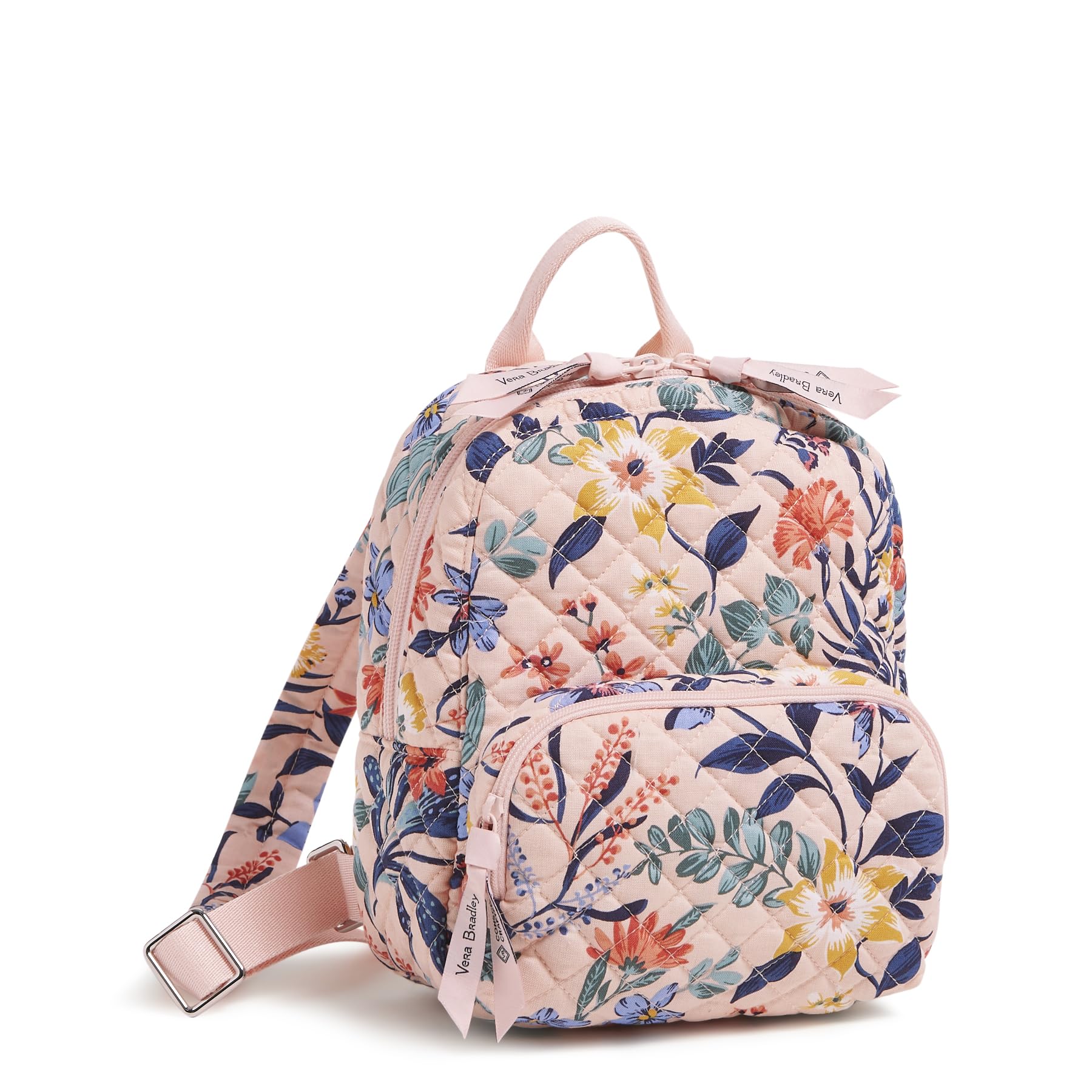 Vera Bradley Women's Cotton Mini Backpack Purse Bookbag - Lightweight & Stylish Crossbody Bag for Travel, School & Everyday Use - Paradise Coral, One Size