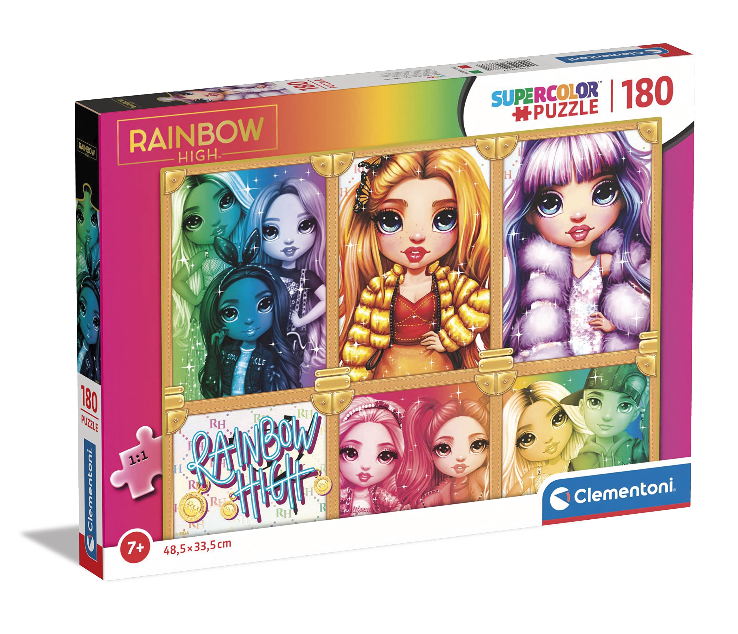 Clementoni Supercolor Puzzle Rainbow High - 180 Piece Jigsaw Puzzle for Kids Age 7+ | Colorful Educational Toy for Family Game Night & Classroom Activities