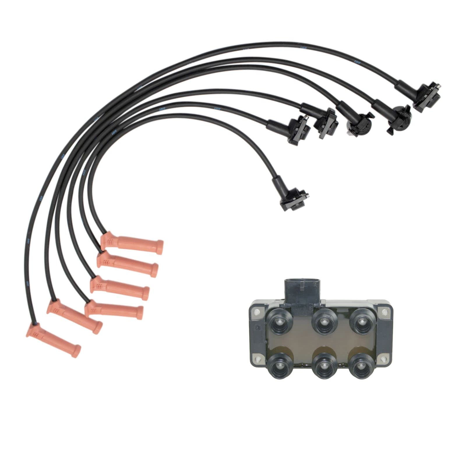 High Performance Ignition Coil & Spark Plug Wire Set Compatible with 2001-2003 Ford Explorer Sport, 2001-2005 Explorer Sport Trac, 2001-2011 Ranger, 2001-2009 Mazda B4000 - Improve Engine Power & Fuel Efficiency for Off-Road & Daily Driving