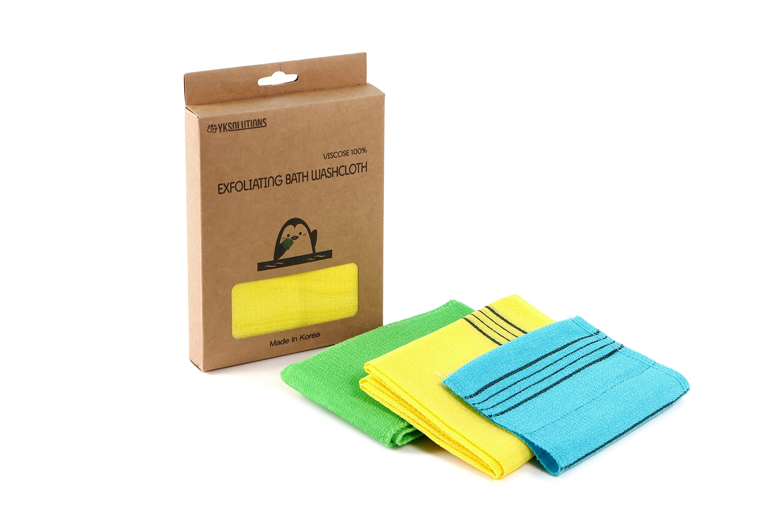 Premium Korean Exfoliating Bath Wash Cloth Set - Viscose Nylon Skin Scrub Towel, Back Scrubber & Exfoliating Mitt for Smooth Skin | Spa, Shower & Home Beauty Care