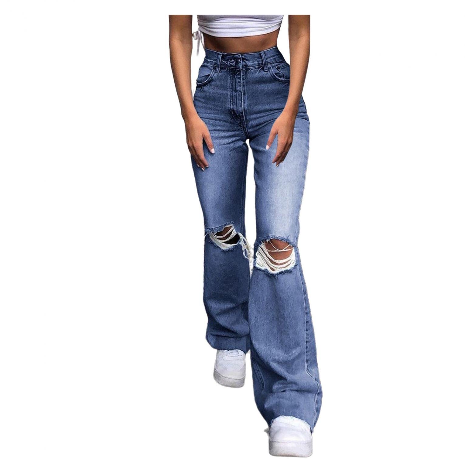 Women's Y2K High Waisted Baggy Jeans - Distressed Ripped Denim Pants with Wide Leg & Casual Loose Fit for Streetwear Fashion | Perfect for Everyday Wear, Parties, and Retro Outfits