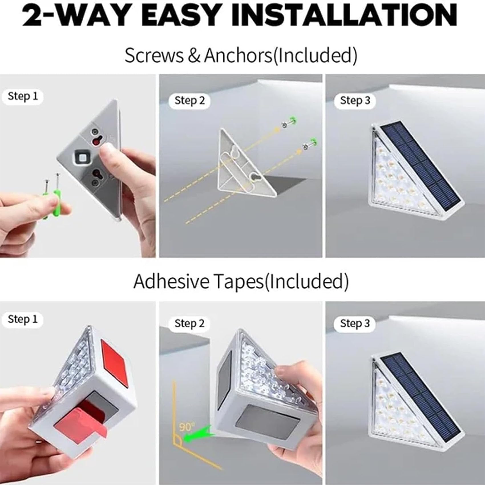 Solar Stair Lights Outdoor Waterproof - 6 Pack Warm White LED Step Lights for Patio, Yard, Porch, Front Door & Sidewalk | Solar Powered Staircase Lighting for Enhanced Curb Appeal & Nighttime Safety