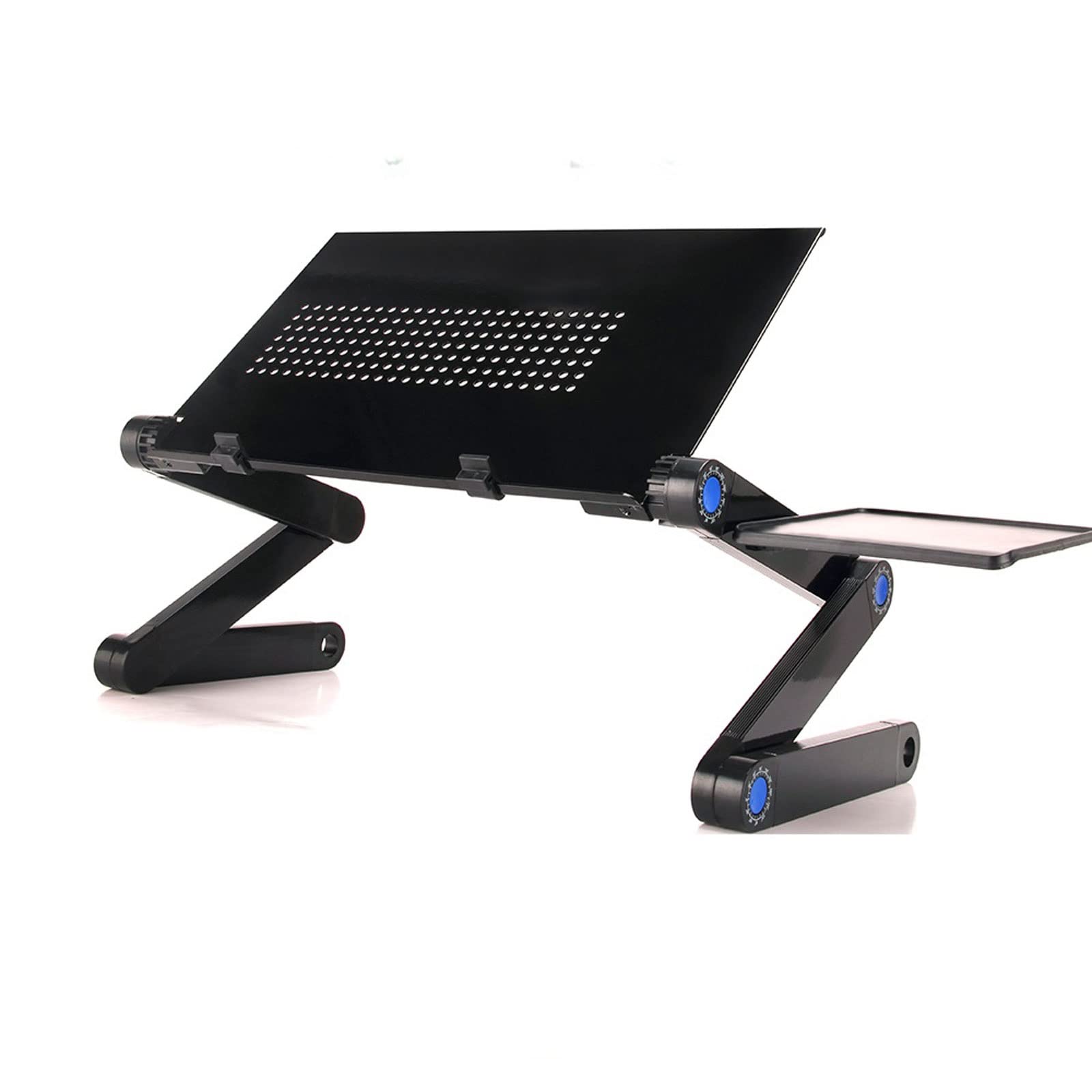 Adjustable Aluminum Laptop Stand - Portable Ergonomic Lapdesk for Notebook, PC, MacBook - Foldable Computer Stand with Mouse Pad for Home, Office, Bed, Sofa (DNZ-Black) - Perfect for Remote Work, Gaming & Streaming
