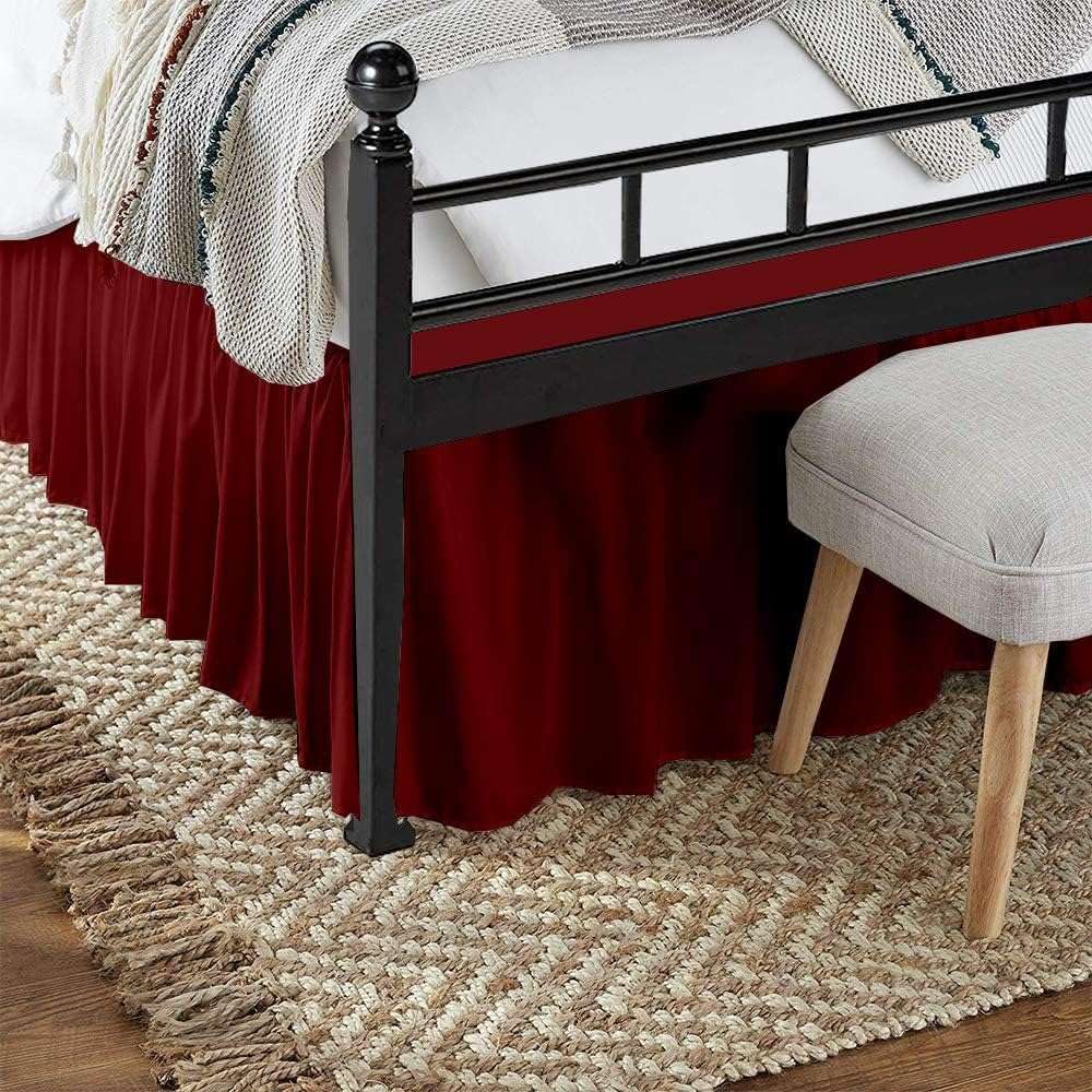 100% Microfiber Ruffled Bed Skirt with Split Corners - Soft, Sheen & Wrinkle-Free Gathered Dust Ruffle | 8 Inch Drop, 3-Sided Coverage | Perfect for Master Bedroom, Guest Room & Dorm Decor