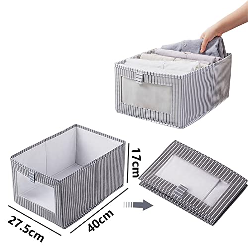 Foldable Underwear Storage Box - Non-Woven Fabric Clothes Organizer for Wardrobe & Drawer - Space Saving White Striped Container for Socks, Bras & Delicates - Perfect for Bedroom Closet Organization & Travel Packing