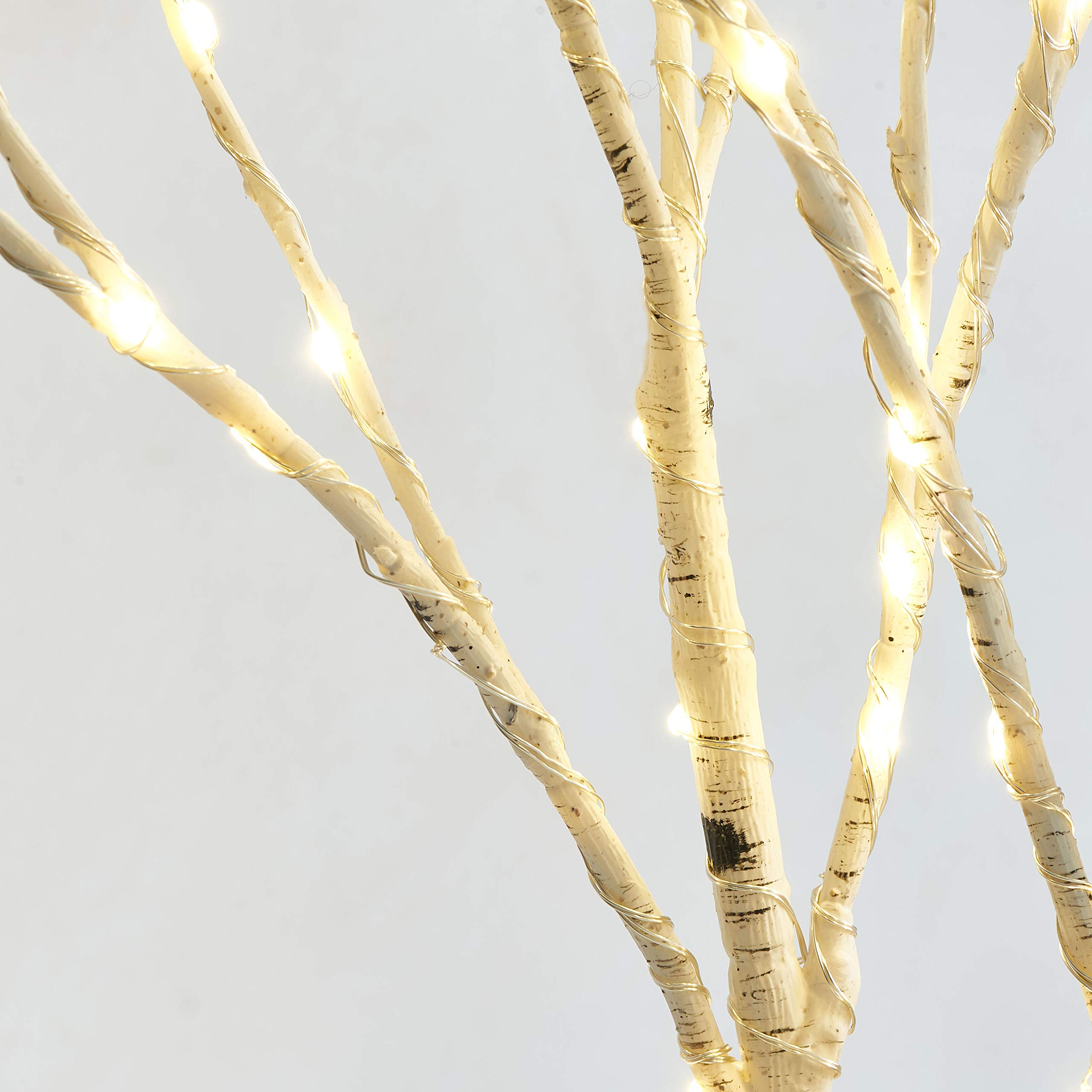 LITBLOOM 30IN White Birch Willow Branches with 100 Warm White LED Lights - Battery Operated Waterproof Timer Function - Set of 2 for Christmas Holiday Decor, Wedding Centerpieces & Outdoor Garden Party Lighting