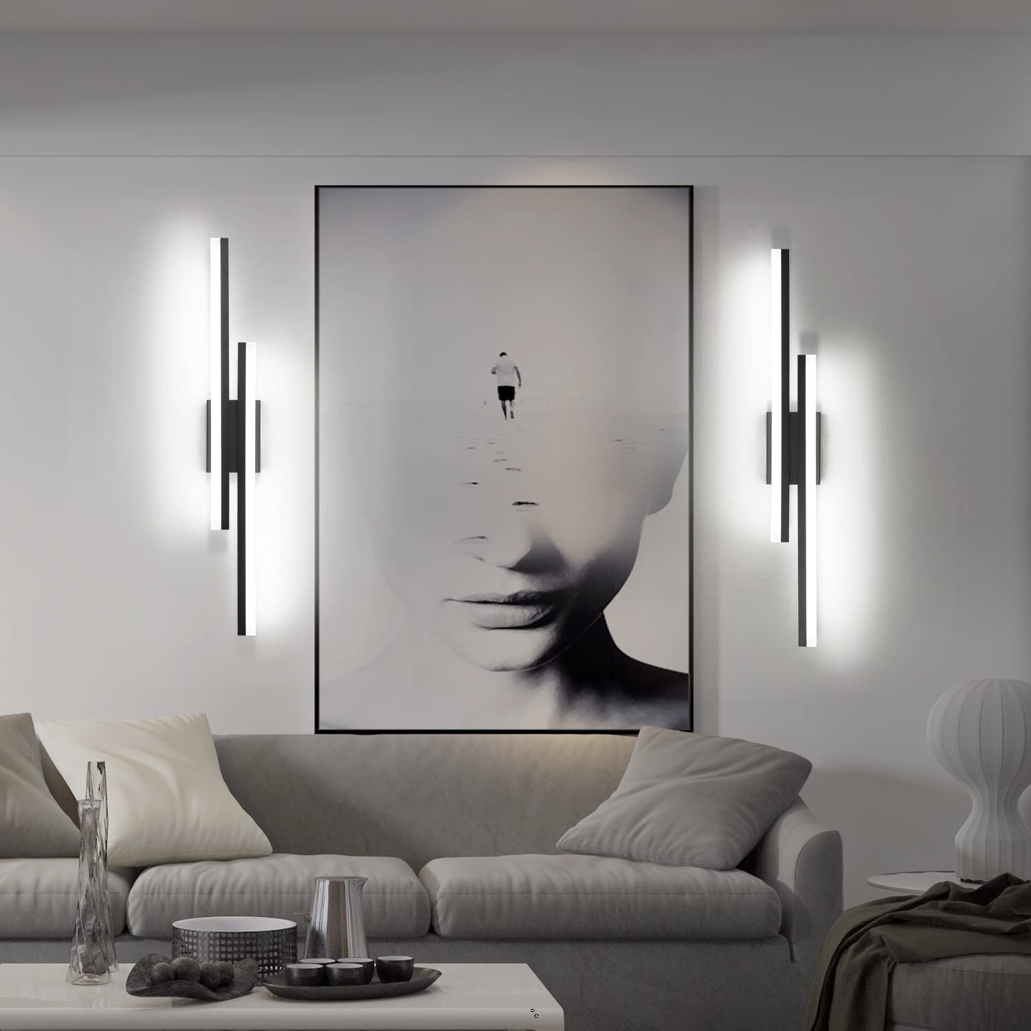 PRESDE 32 Inch Dimmable Modern Black LED Vanity Light Fixture for Bathroom - Over Mirror Lighting, Cold White 6000K - Perfect for Makeup, Shaving & Bathroom Decor