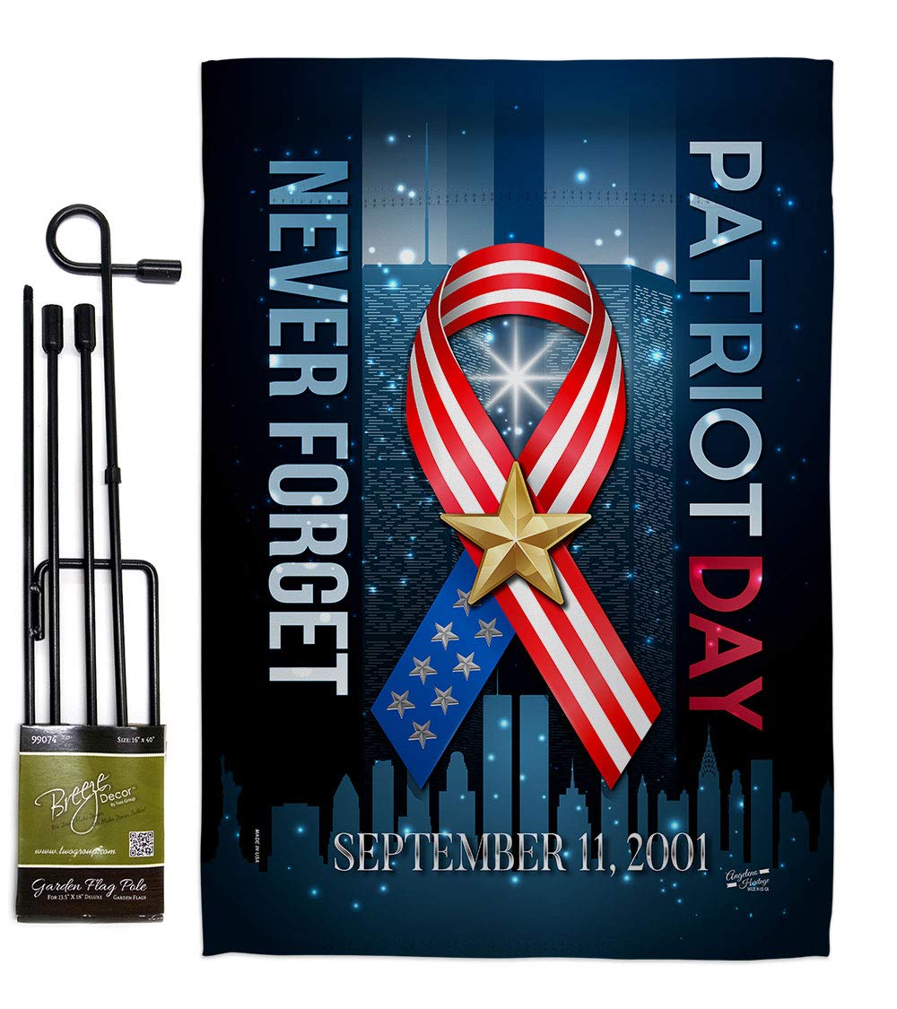 Patriotic 911 Never Forget Garden Flag Set - USA Made for Yard & Home Decor