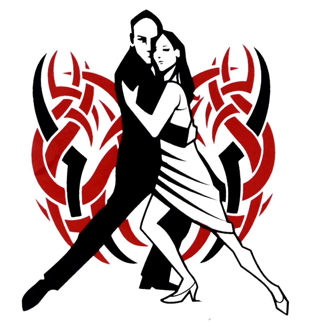 AFH Waterproof Temporary Tattoo Stickers for Men & Women - Dancing Pair Design in Black & Red | Perfect for Parties, Festivals & Body Art