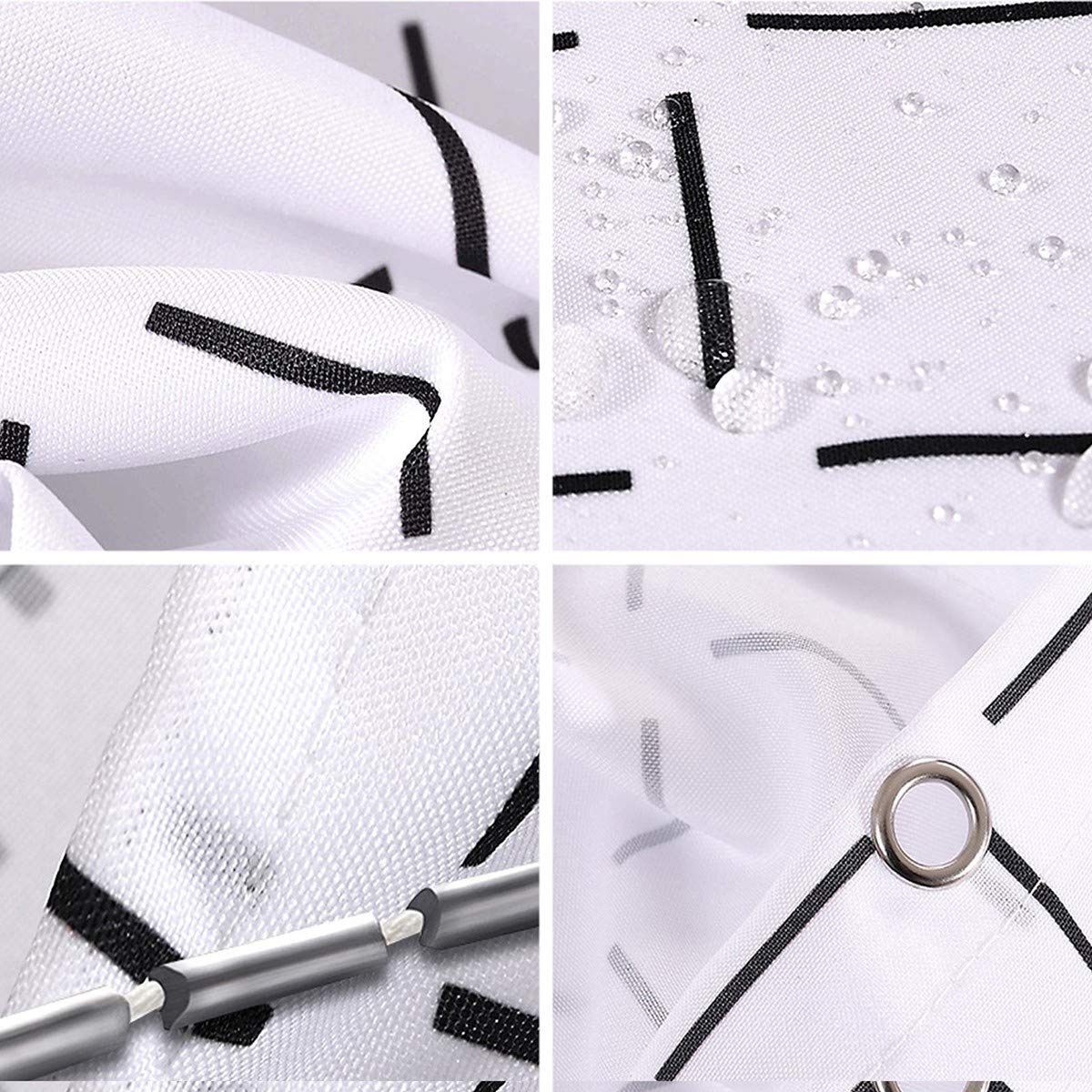 Adjustable Telescopic Shower Curtain Rod - Stainless Steel Tension Rod with Waterproof Shower Curtain & Hooks, No Drilling U-Shaped Bathroom Pole (90×90×90) - Perfect for Small Bathrooms, Apartments & RVs
