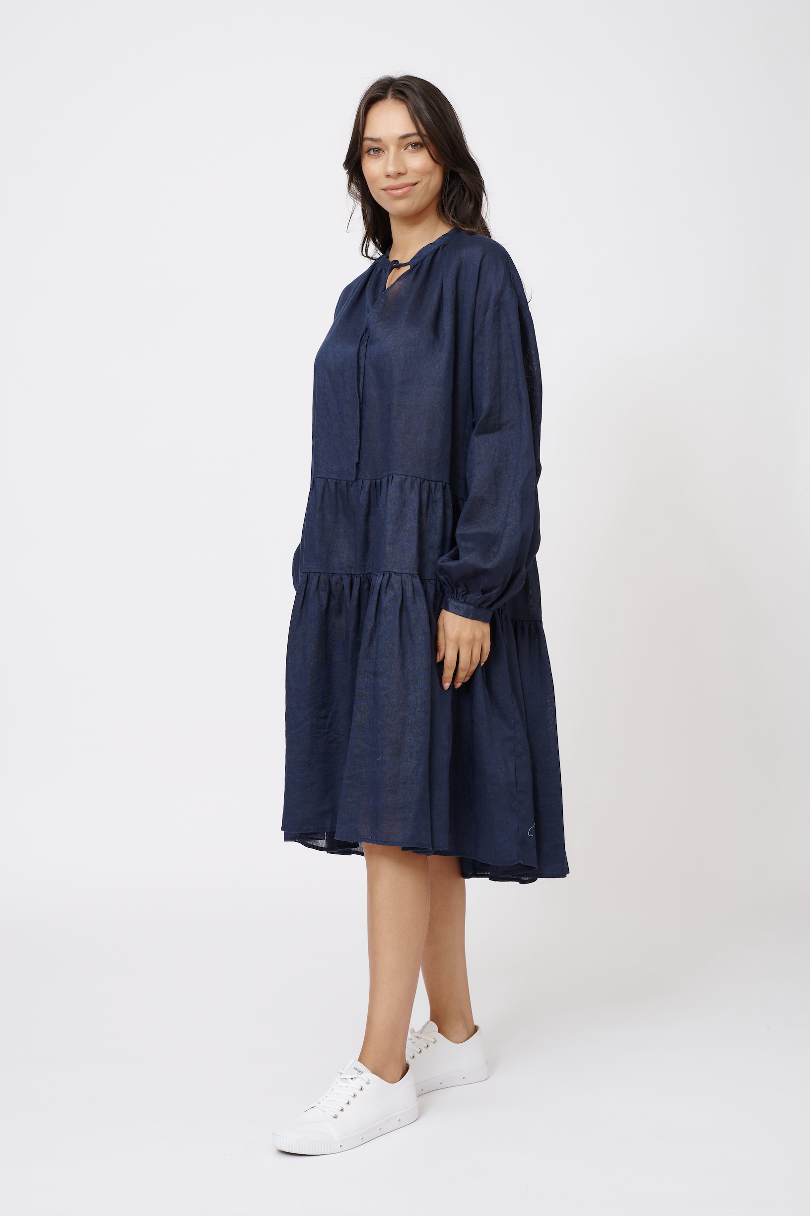 Amelia Dress Navy Blue - Elegant Women's Casual Dress for Summer, Beach, and Office Wear