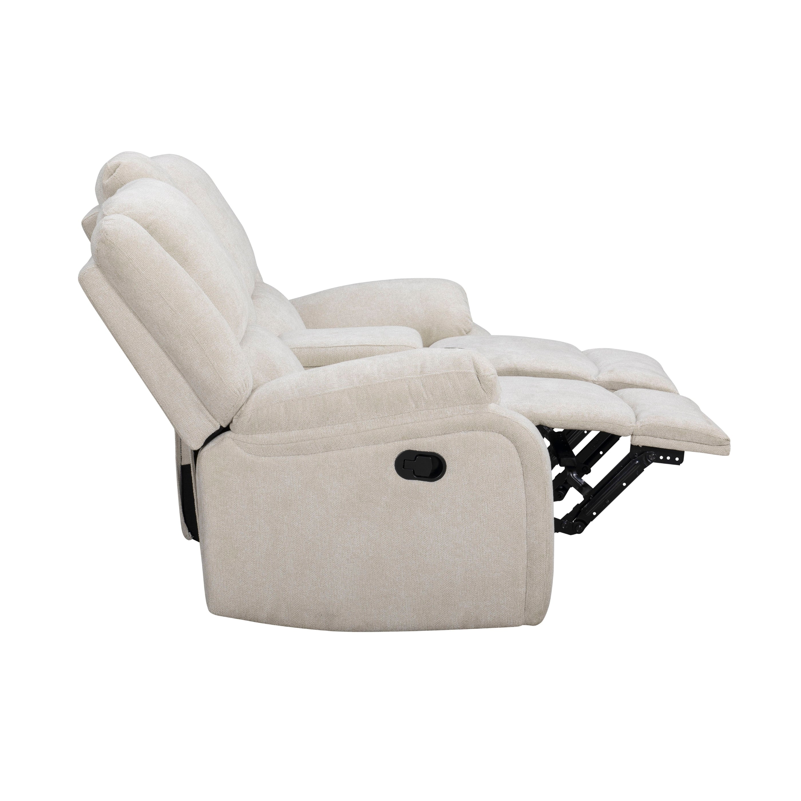 Roundhill Furniture Blitz Transitional Manual Reclining Loveseat with Cup Holders - Comfortable Small Space Recliner for Living Room, Home Theater & Game Room
