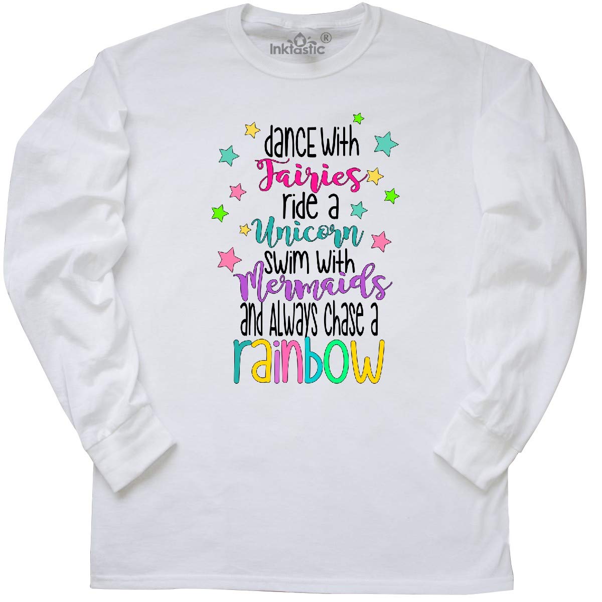 inktastic Women's Long Sleeve T-Shirt - Dance with Fairies, Ride a Unicorn, Swim with Mermaid Graphic Tee for Casual Wear, Fantasy Lovers & Unique Gift Ideas