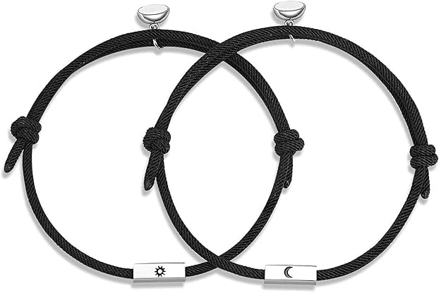 Shining Diva Fashion 2Pcs Magnetic Couple Bracelets Set - Sun & Moon Attraction Heart Matching Bracelets for Women, Men, Boys & Girls - Valentine's Day Gift for Girlfriend, Boyfriend & Best Friends - Perfect for Anniversaries, Date Nights & Romantic Occasions