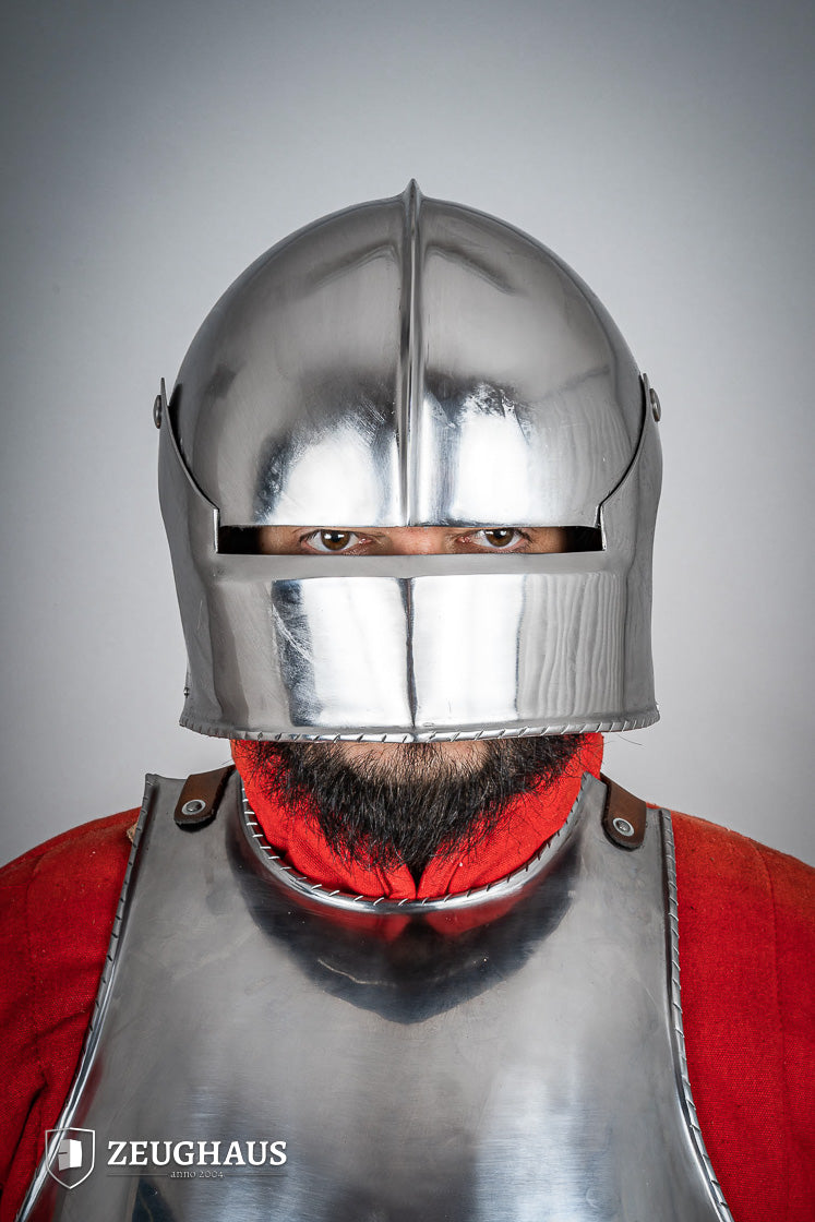 Swiss Sallet Helmet 1.6mm Polished Steel - Medieval Knight Armor Replica for LARP, Cosplay & Historical Reenactment