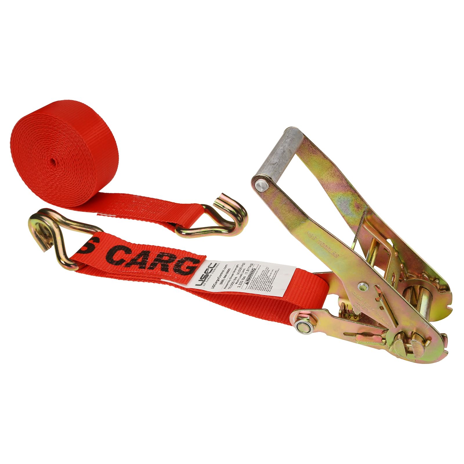**2 Inch x 24 Foot Heavy-Duty Ratchet Straps with Double J Hooks - Red Cargo Tie Down Straps for Trucks, Trailers & Securing Loads - US Cargo Control**    *(Use for hauling furniture, motorcycles, ATVs, boats & more - ideal for transport, moving & outdoor adventures!)*