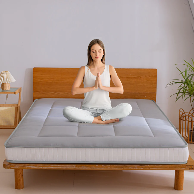 MAXYOYO Japanese Floor Mattress - Extra Thick Padded Tatami Mat for Sleeping & Lounging, Grey Style | Perfect for Guest Beds, Meditation, Yoga & Small Space Living