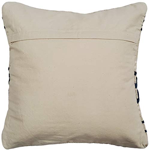 Ojai Blue Cotton Bohemian Throw Pillow 20x20 Inches Square with Insert - Soft Decorative Cushion for Sofa, Bed, Living Room & Home Decor