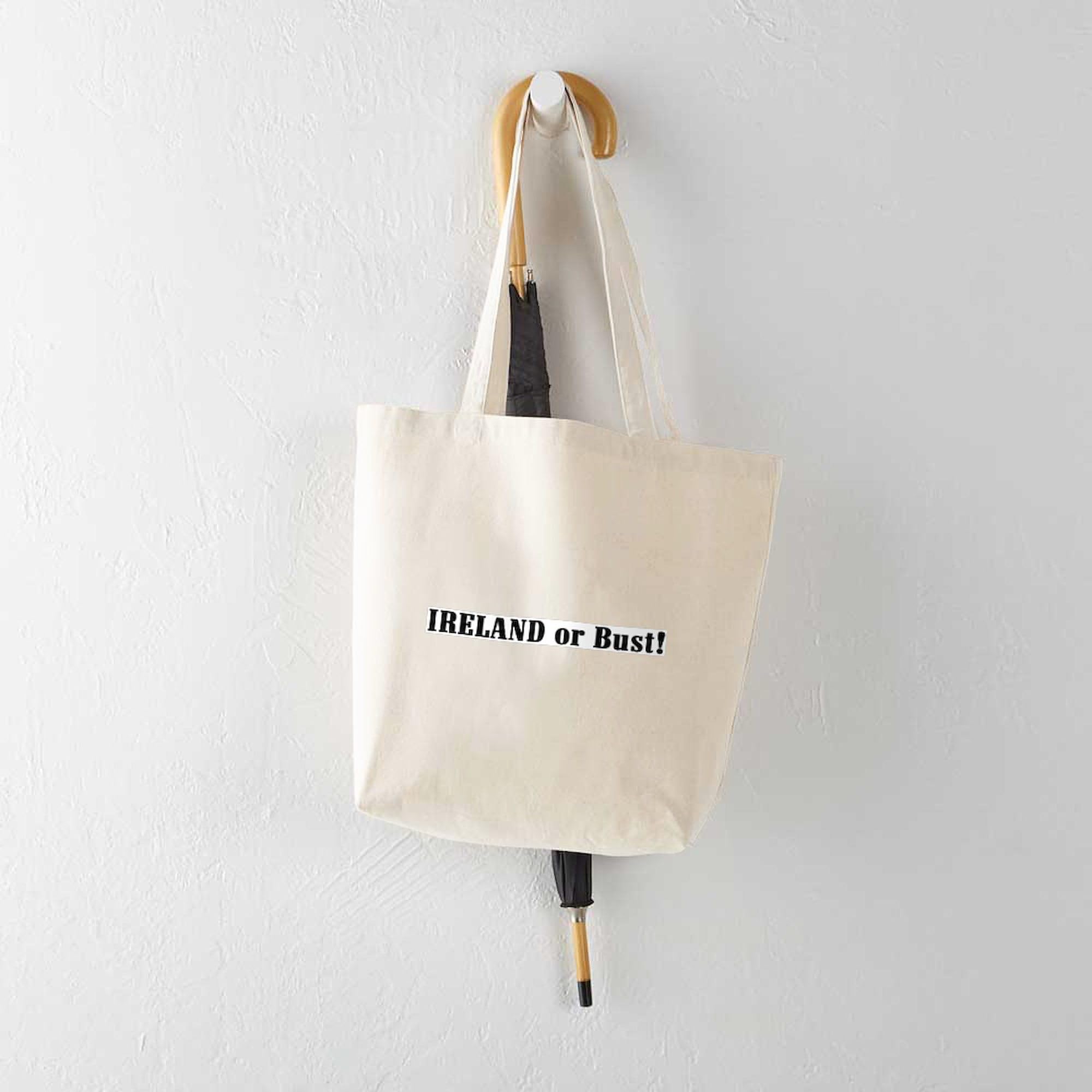 Ireland Or Bust! Natural Canvas Tote Bag - Eco-Friendly Reusable Shopping Bag for Travel, Groceries & Daily Use