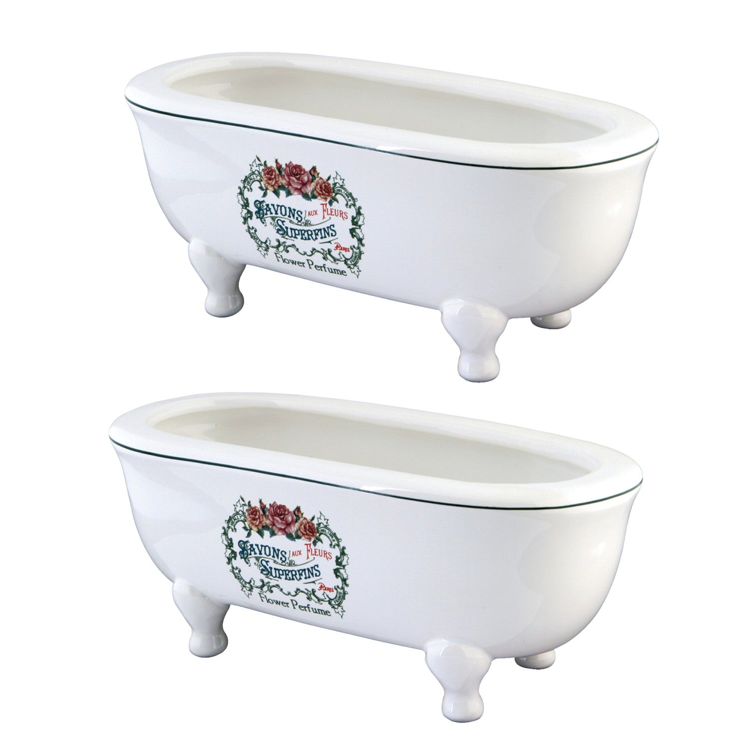 BATUBDEWD 7.75 Inch Mini Bathtub Set (2 Pack) - White Plastic Small Tubs for Bathroom Decor, DIY Crafts, or Pet Bathing