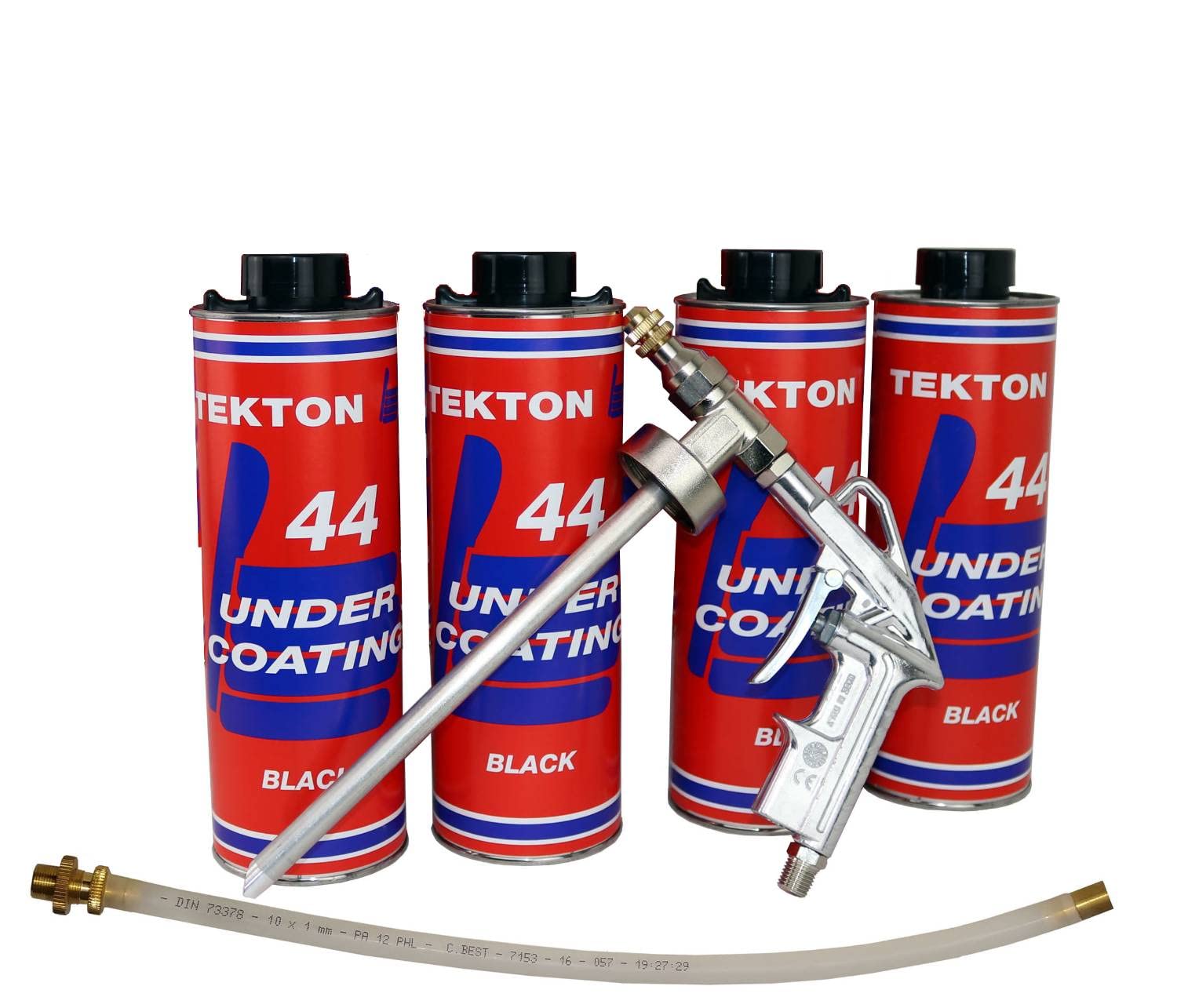 44 Sprayable Undercoating – Durable, Fast-Drying Rust Protection for Vehicle Undercarriage & Chassis (4 Liter Cans + Spray Gun + Spray Wand) – Ideal for Truck, SUV & Car Rust Prevention & Underbody Protection