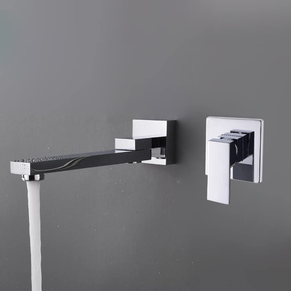 Wall Mounted Single Lever Bathroom Sink Faucet with Swivel Spout - Chrome Finish Hot & Cold Water Mixer Tap for Bathroom Vanity - Perfect for Modern Home, Apartment, and Hotel Renovations