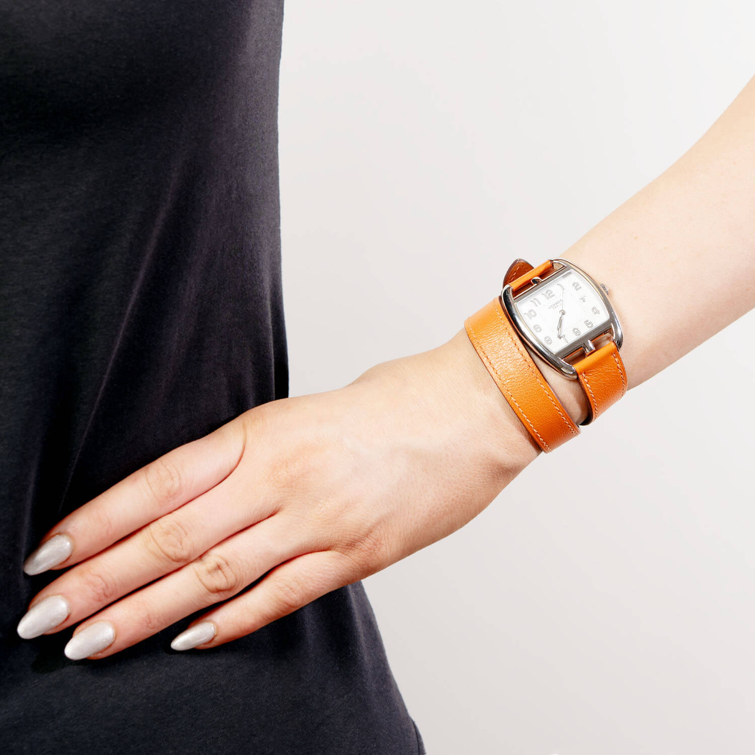 Hermes Cape Cod Tonneau Wrap Around Watch for Women - Luxury Leather Strap Dress Watch - Perfect for Business, Parties & Special Occasions