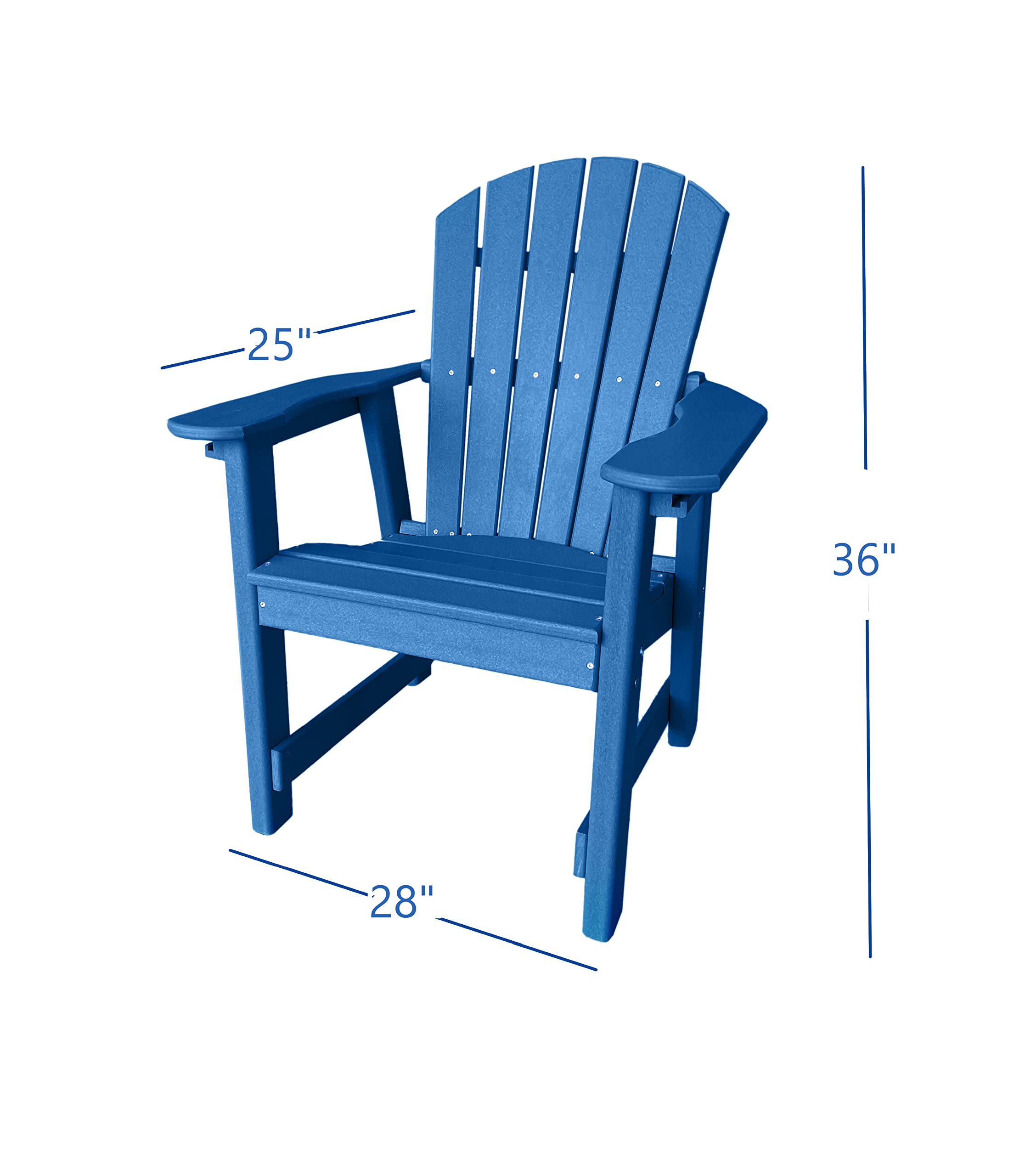 **Phat Tommy Outdoor Dining Chair - Weatherproof Recycled Poly Lumber Patio Chair, Heavy-Duty Composite Outdoor Furniture in Blue - Perfect for Backyard, Garden, and Poolside Relaxation**
