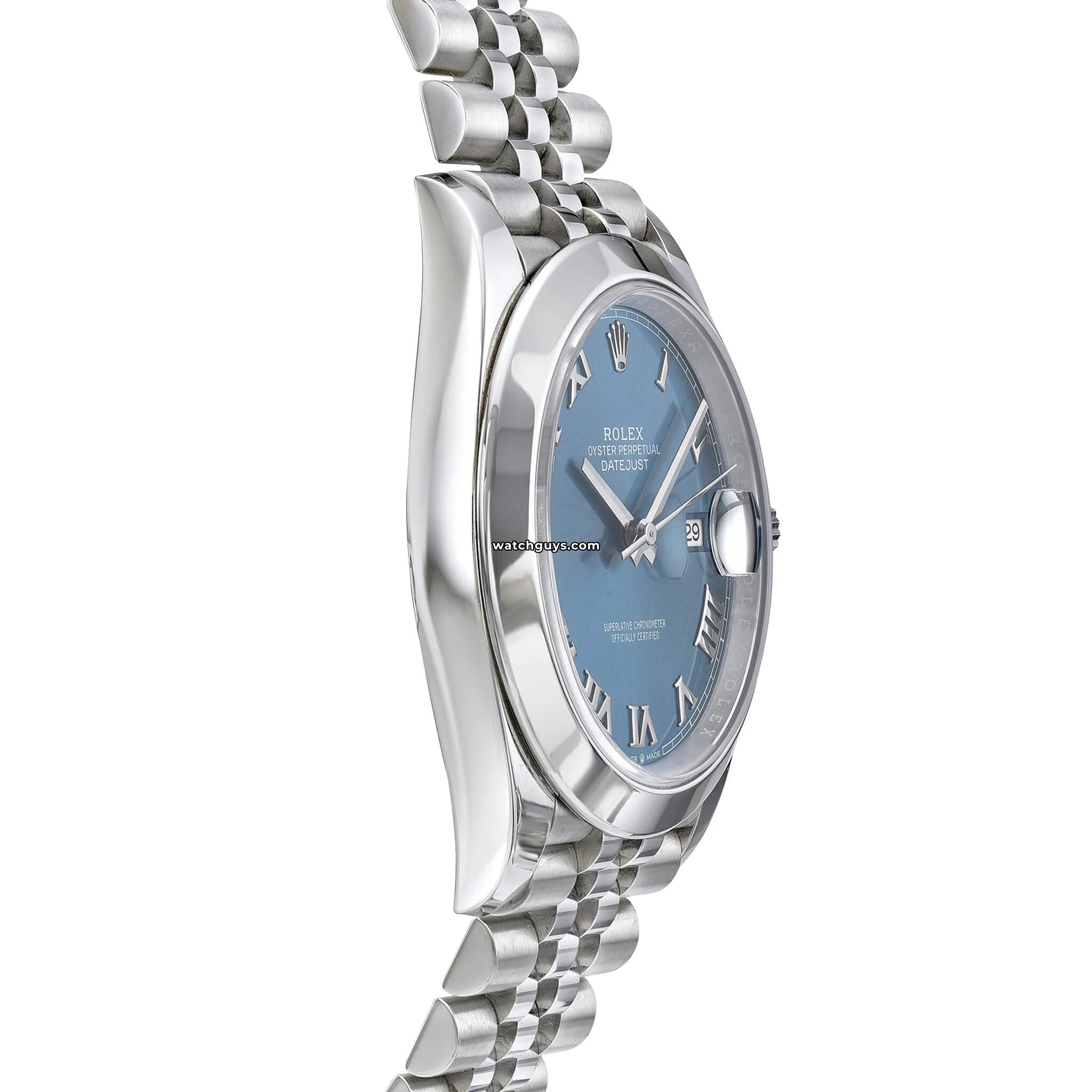 Rolex Datejust 126300 Men's Watch - 41mm Stainless Steel, Azzurro Blue Dial with Roman Numerals, Jubilee Bracelet | Luxury Dress Watch for Business & Formal Occasions