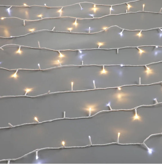 400 LED Connectable String Lights - Warm White & Flickering White Lights with White Cable for Indoor/Outdoor Wedding, Party, Garden, and Home Decoration
