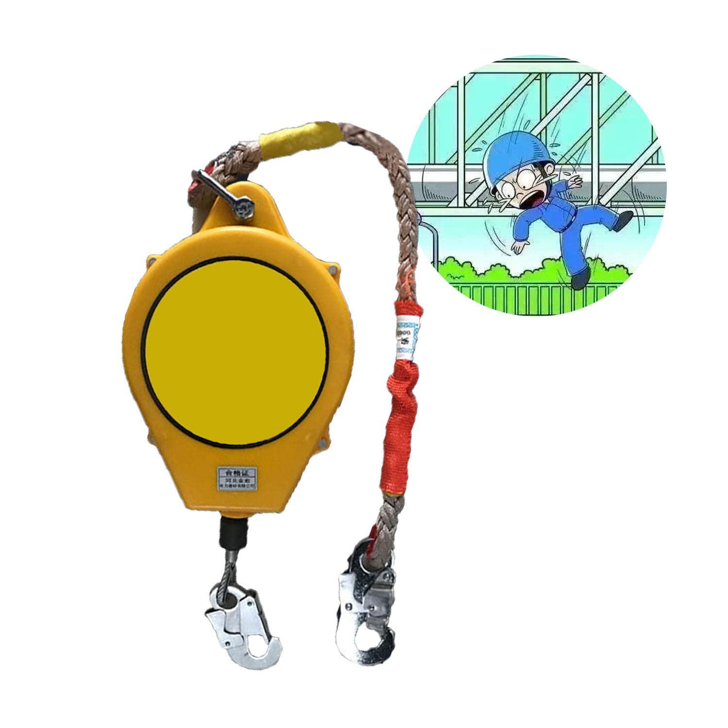 Self Retracting Lifeline - 15M Retractable Fall Protection Lanyard with Hook & Cable | 150kg Capacity Safety Harness Kit for Roofing, Construction & Industrial Work | OSHA Compliant Personal Protective Equipment (PPE)