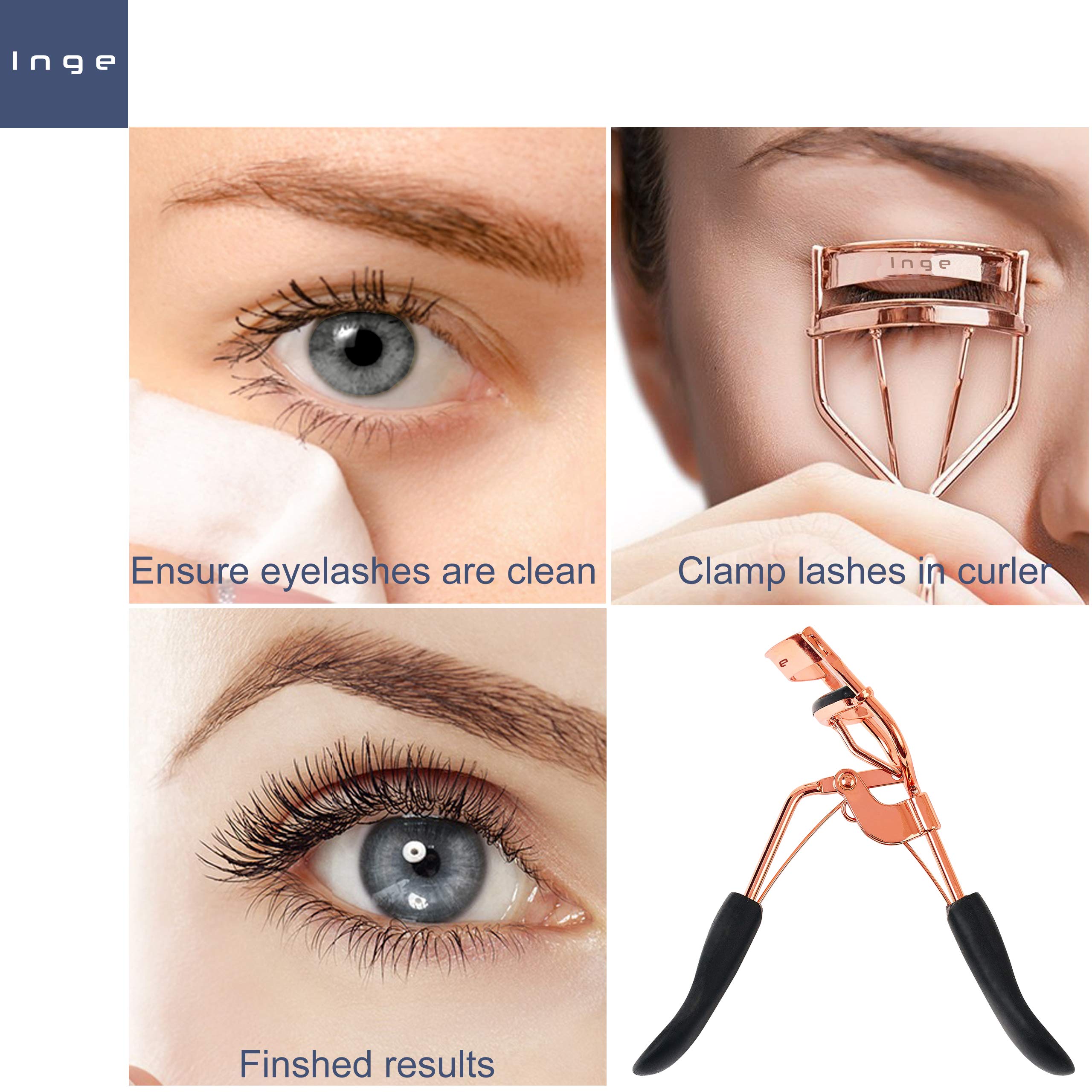 Premium Rose Gold Eyelash Curler with 5 Replacement Pads - Universal Fit for All Eye Shapes, No Pinching - Perfect for Daily Makeup & Special Occasions