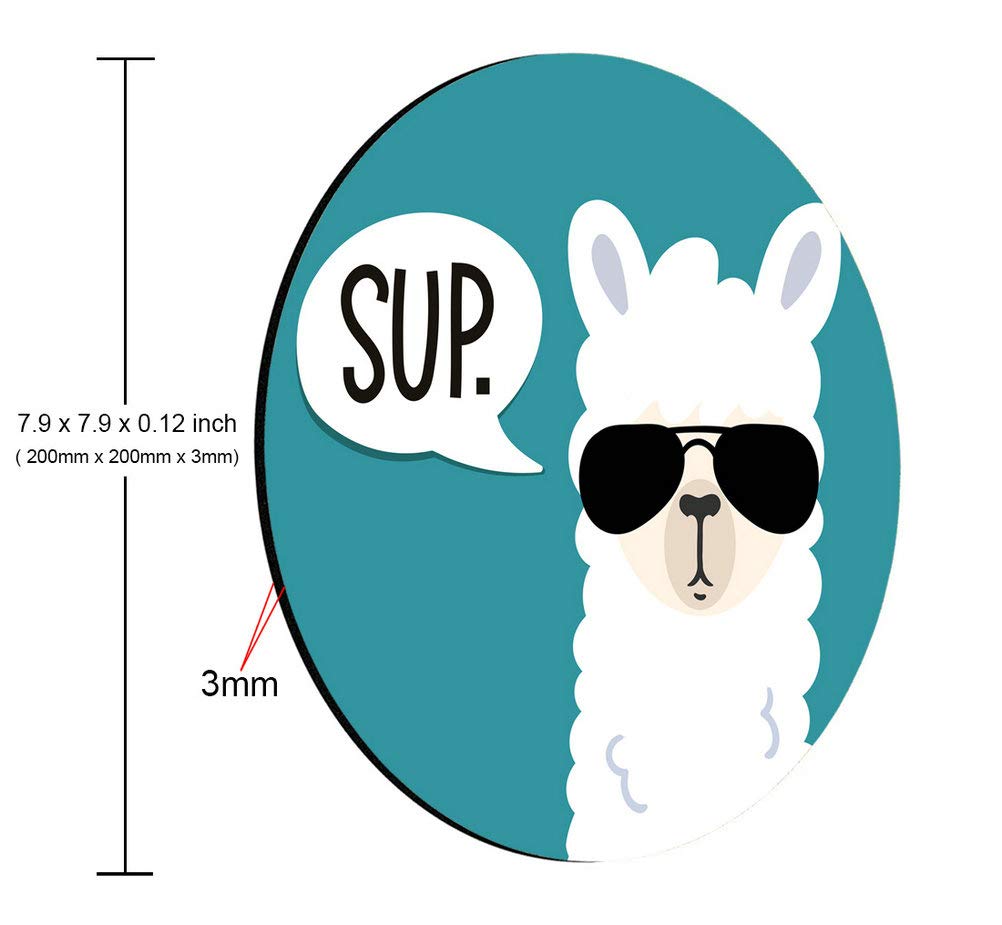 Funny Llama Mouse Pad with Sunglasses - Non-Slip Rubber Gaming Mousepad for Computer & Laptop - Custom Round Alpaca Design - Perfect for Office, Gaming & Home Workspace