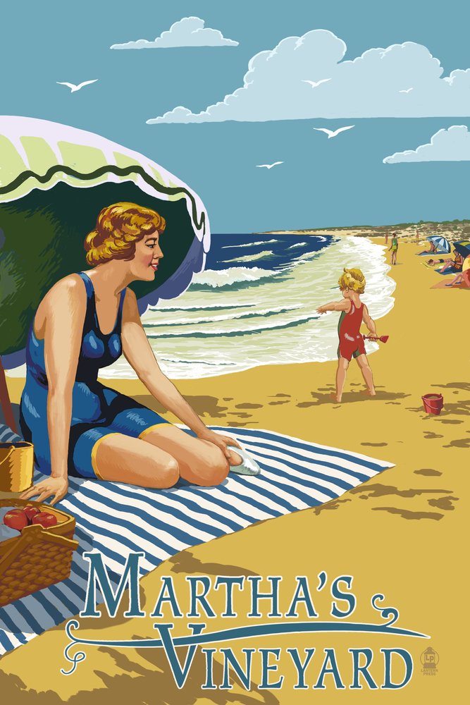 Signed Martha's Vineyard Beach Art Print - 24x36 Massachusetts Coastal Wall Decor Poster | Perfect for Living Room, Bedroom & Office Decor