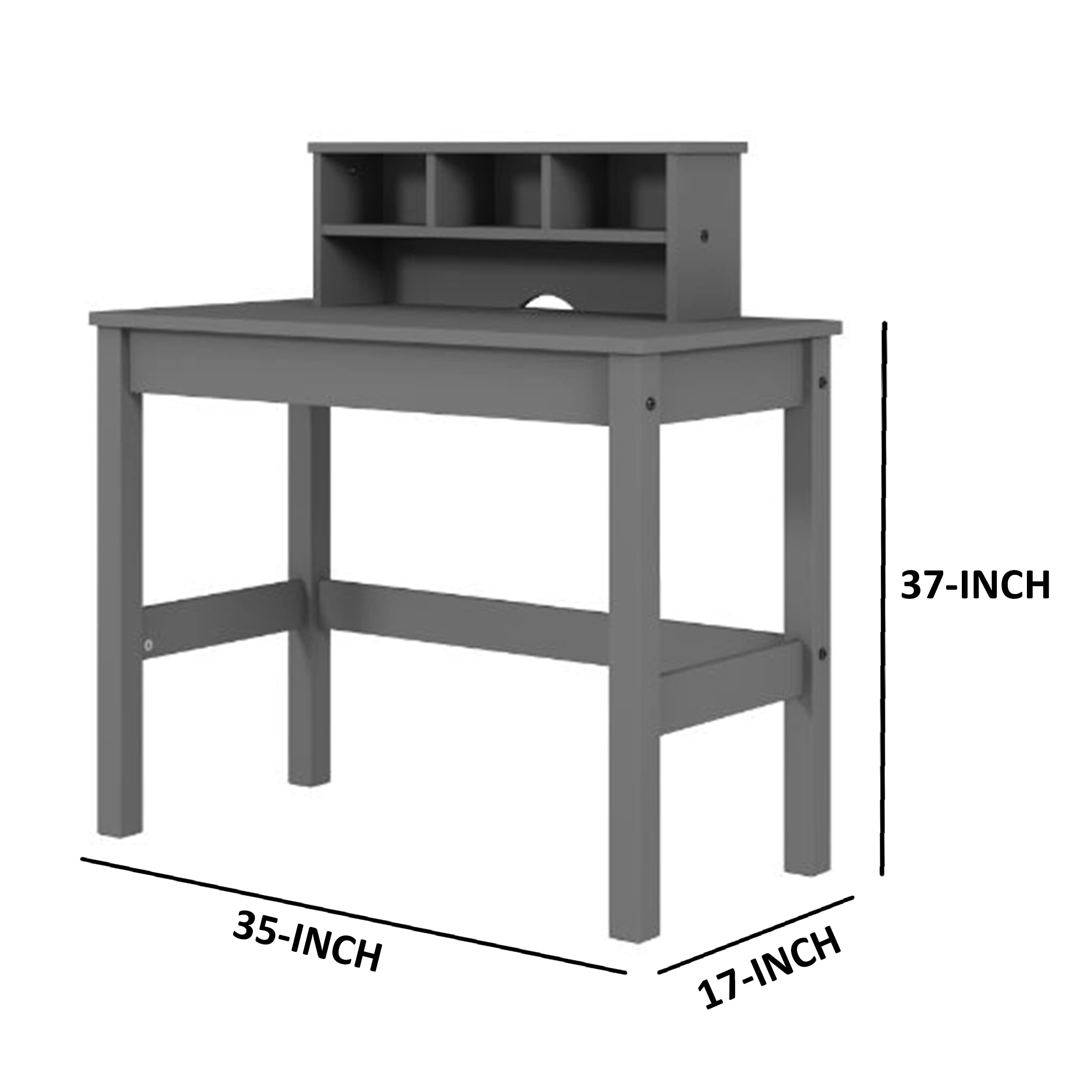 Benjara Modern Writing Desk with Solid Wood Frame & Open Storage Compartments - Gray Home Office Desk for Small Spaces | Perfect for Study, Work from Home & Crafting
