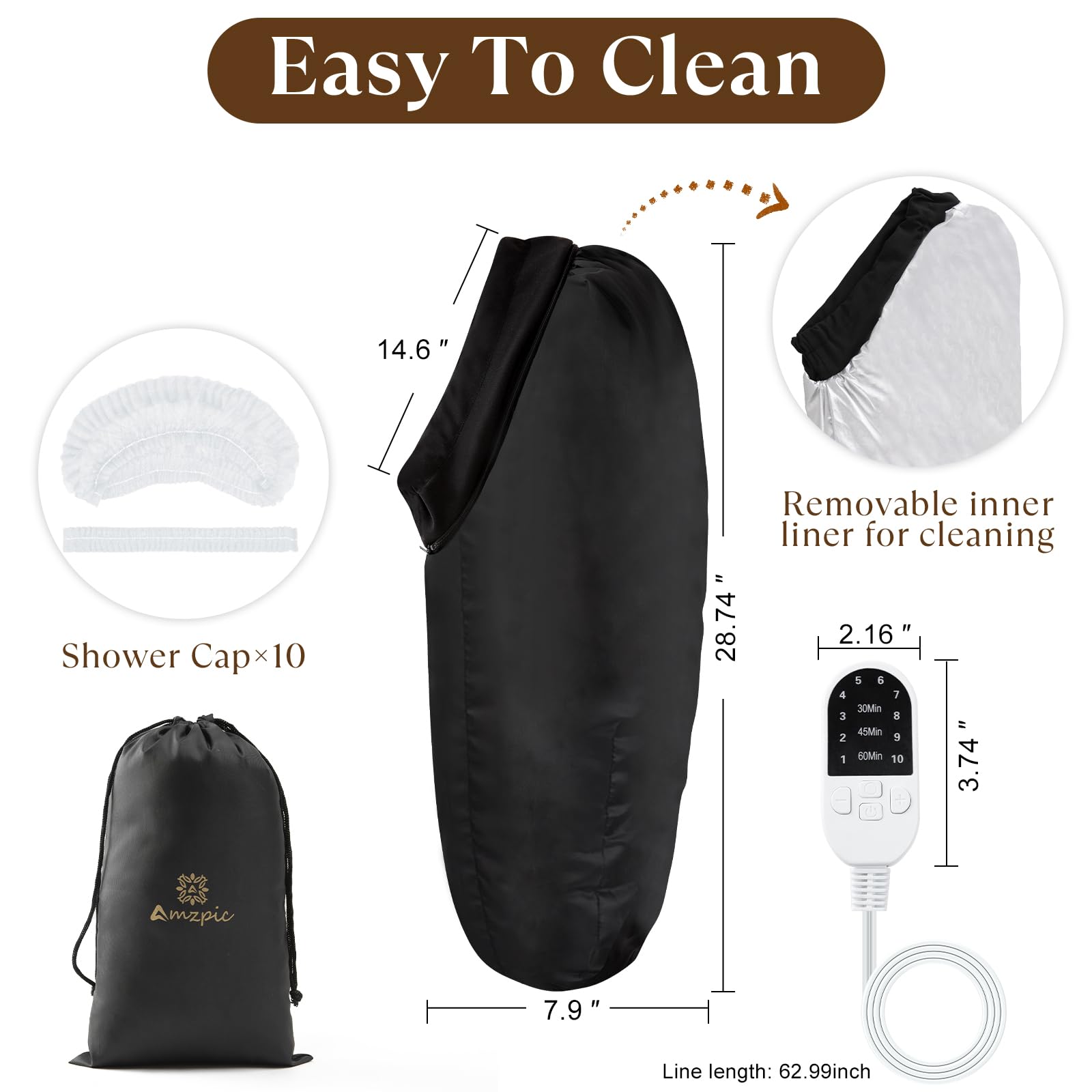 Deep Conditioning Heat Cap for Natural Hair - 10-Level Adjustable Thermal Steam Cap for Home Hair Treatment | Fast Heating, Professional Hair Care for Dry & Damaged Hair - Perfect for Deep Conditioning, Moisturizing & Scalp Therapy