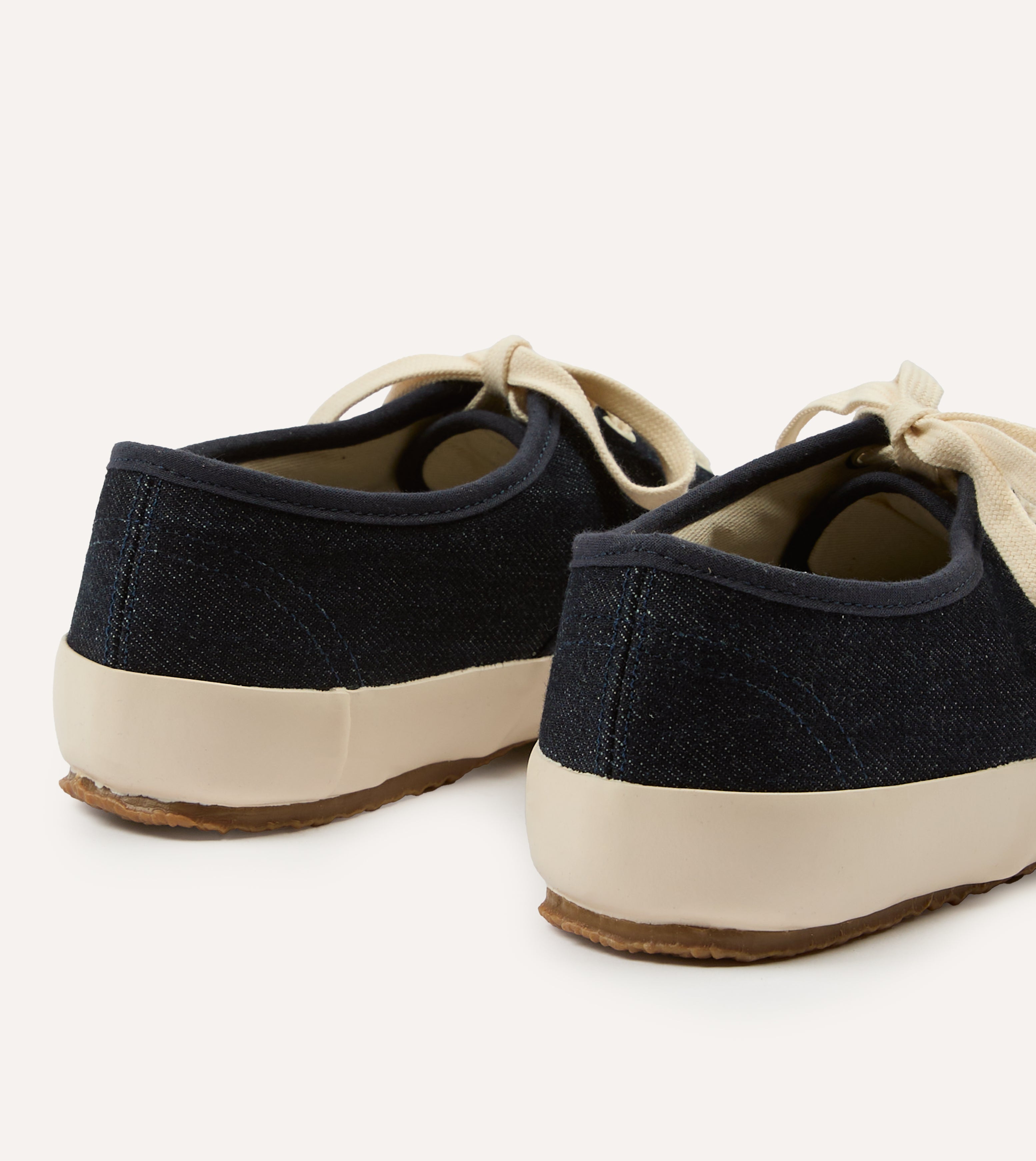Vintage Denim Military Trainer Shoes by Drake's - Authentic Reproduction of Found Denim - Perfect for Casual Wear, Outdoor Adventures & Street Style Fashion