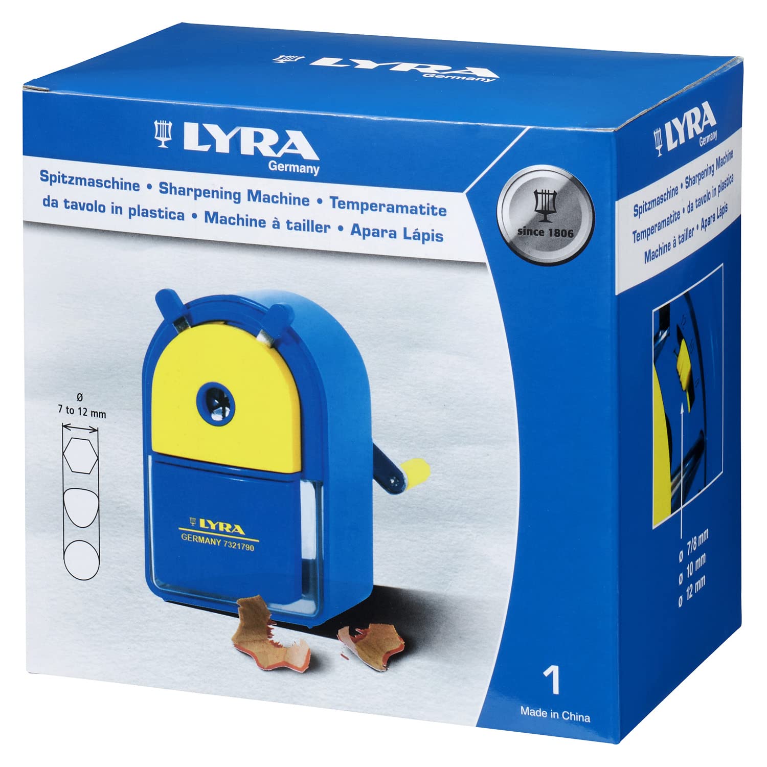 LYRA Plastic Desk Sharpener with Tank - Heavy Duty Pencil Sharpener for School, Office & Home Use - Perfect for Students, Teachers & Professionals