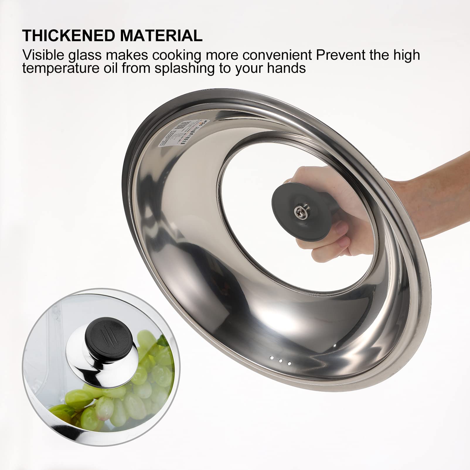 DOITOOL 1pc Universal Stainless Steel Pot Lid Cover - Fits Most Cookware Pans, Durable & Heat Resistant - Perfect for Cooking, Baking, and Kitchen Use
