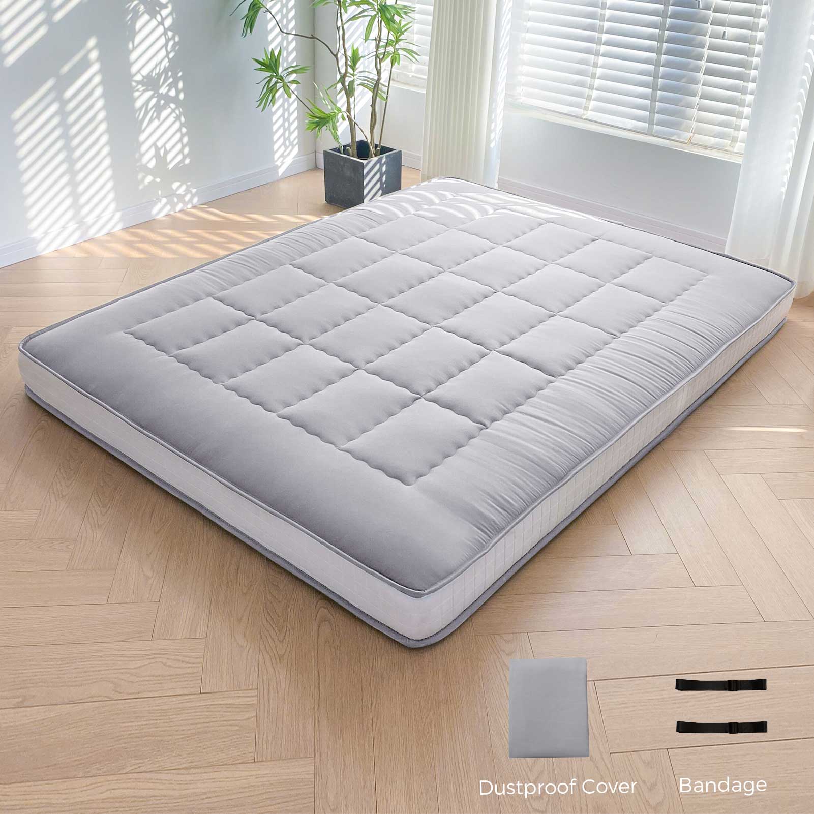 MAXYOYO 6-Inch Extra Thick Japanese Futon Mattress with Rectangle Quilting - Stylish Floor Bed for Home, Guest Room or Small Spaces - Black