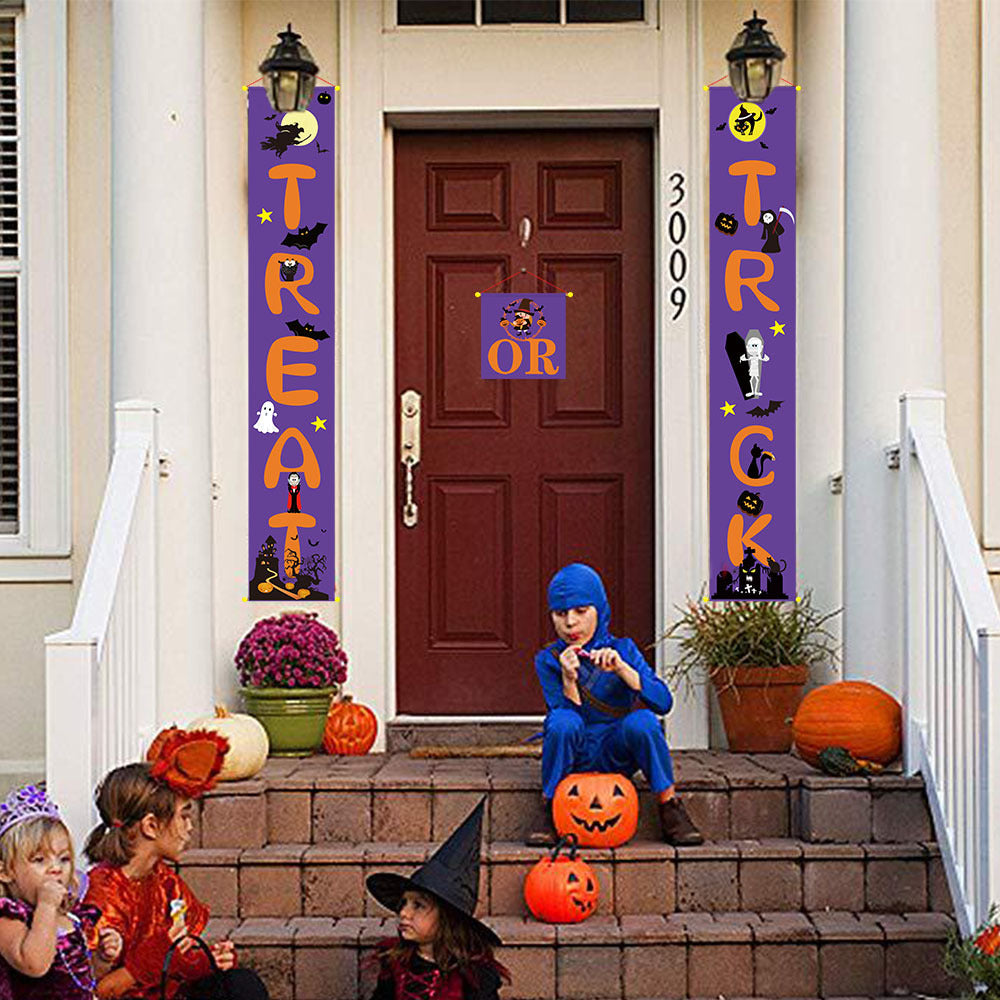 Spooky Halloween Outdoor Decoration Banner & Couplets Set - Perfect for Front Yard, Porch, and Party Decor