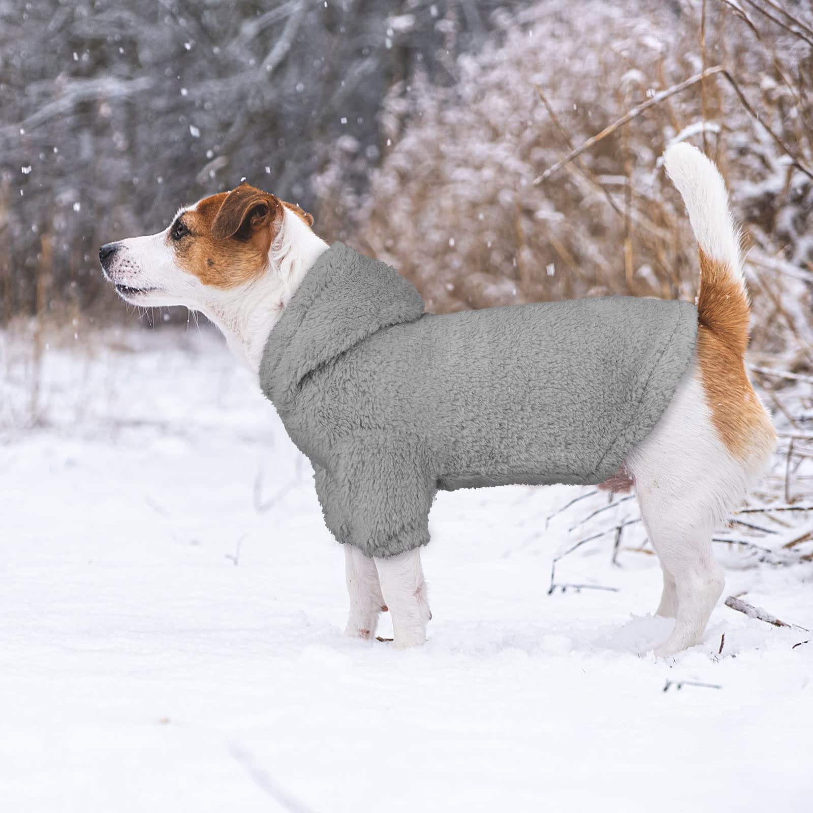 Warm Soft Cozy Fleece Hooded Dog Sweater for Large Dogs - Grey Size L | Perfect for Winter Walks & Indoor Comfort