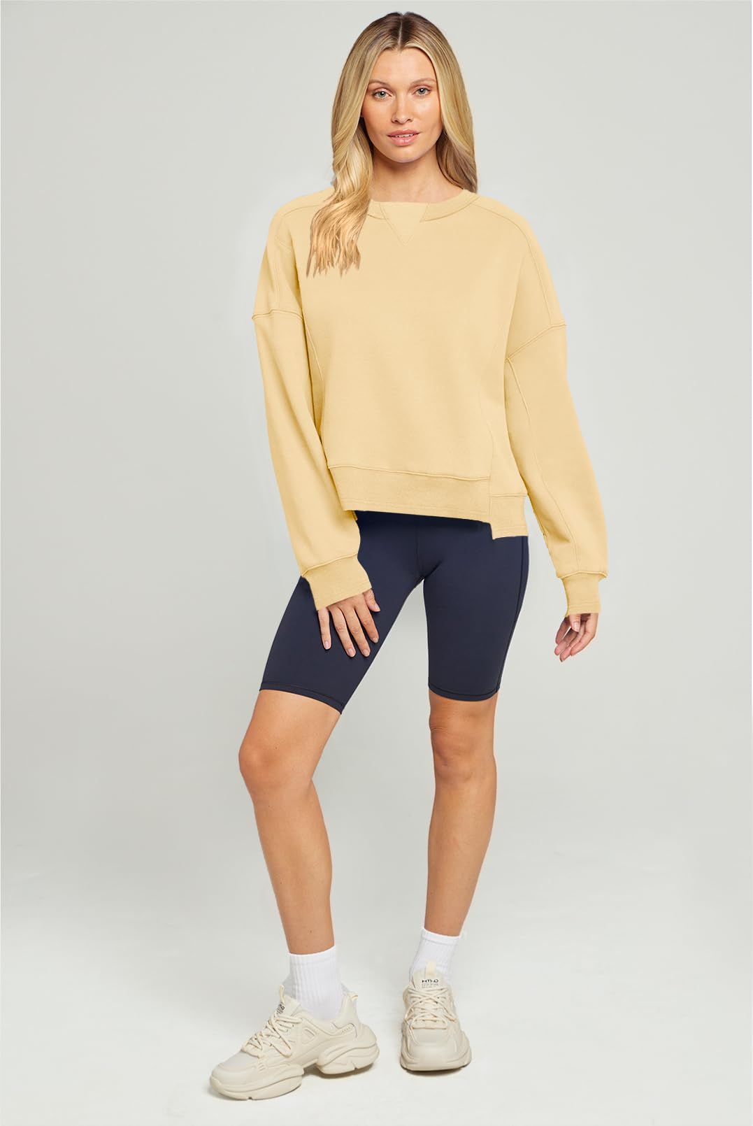MEROKEETY Women's Oversized Cropped Sweatshirt - Soft Fleece Crewneck Pullover for Workout & Casual Wear | Fall Fashion Essential for Layering & Street Style Outfits