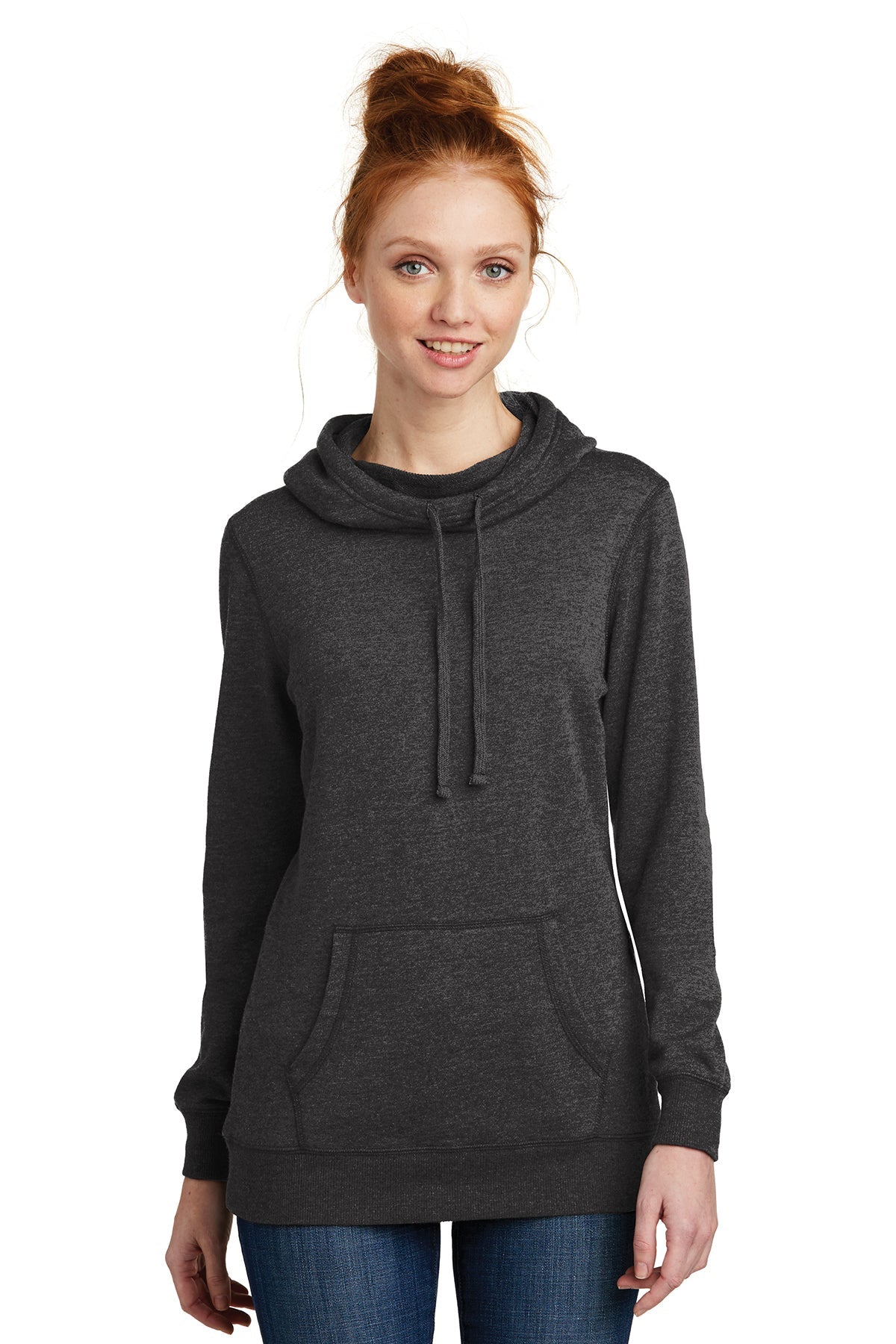 District Made Women's Lightweight Hoodies - Soft & Comfortable Pullover Sweatshirt for Casual Wear, Heathered Black - Perfect for Lounge, Gym & Outdoor Activities