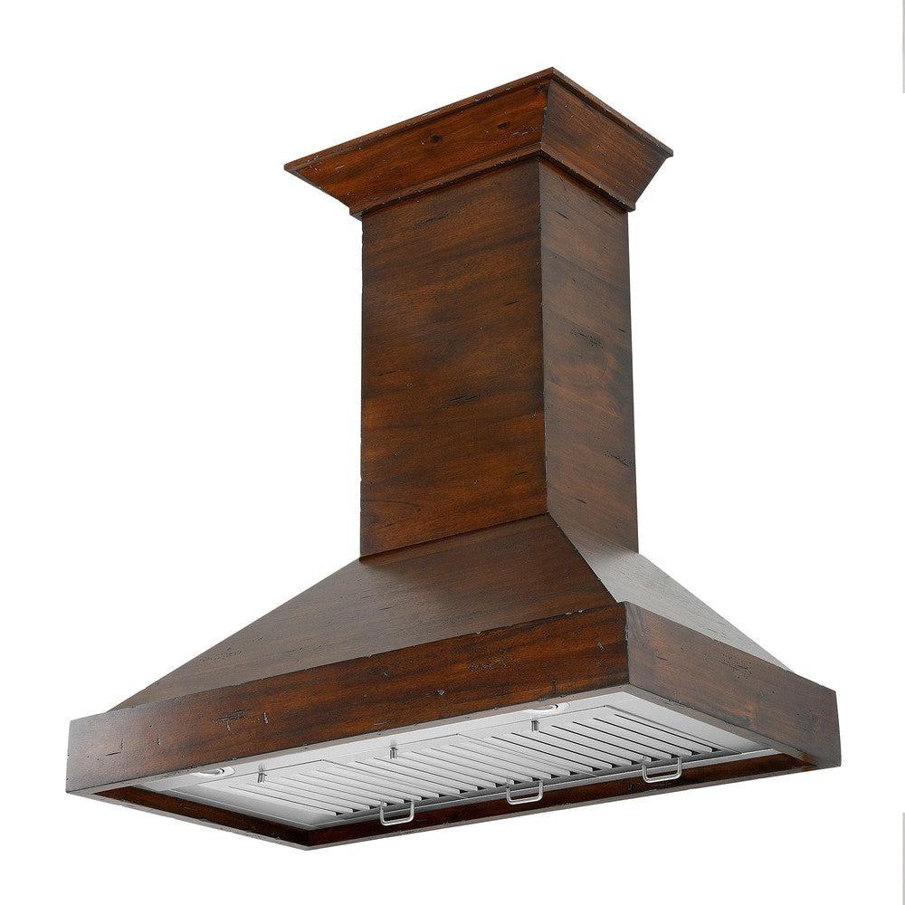 ZLINE Convertible Vent Walnut Wooden Wall Mount Range Hood - 36 Inch Stainless Steel Kitchen Exhaust Fan for Modern & Farmhouse Style Homes - Perfect for Cooking, Grilling, and Baking