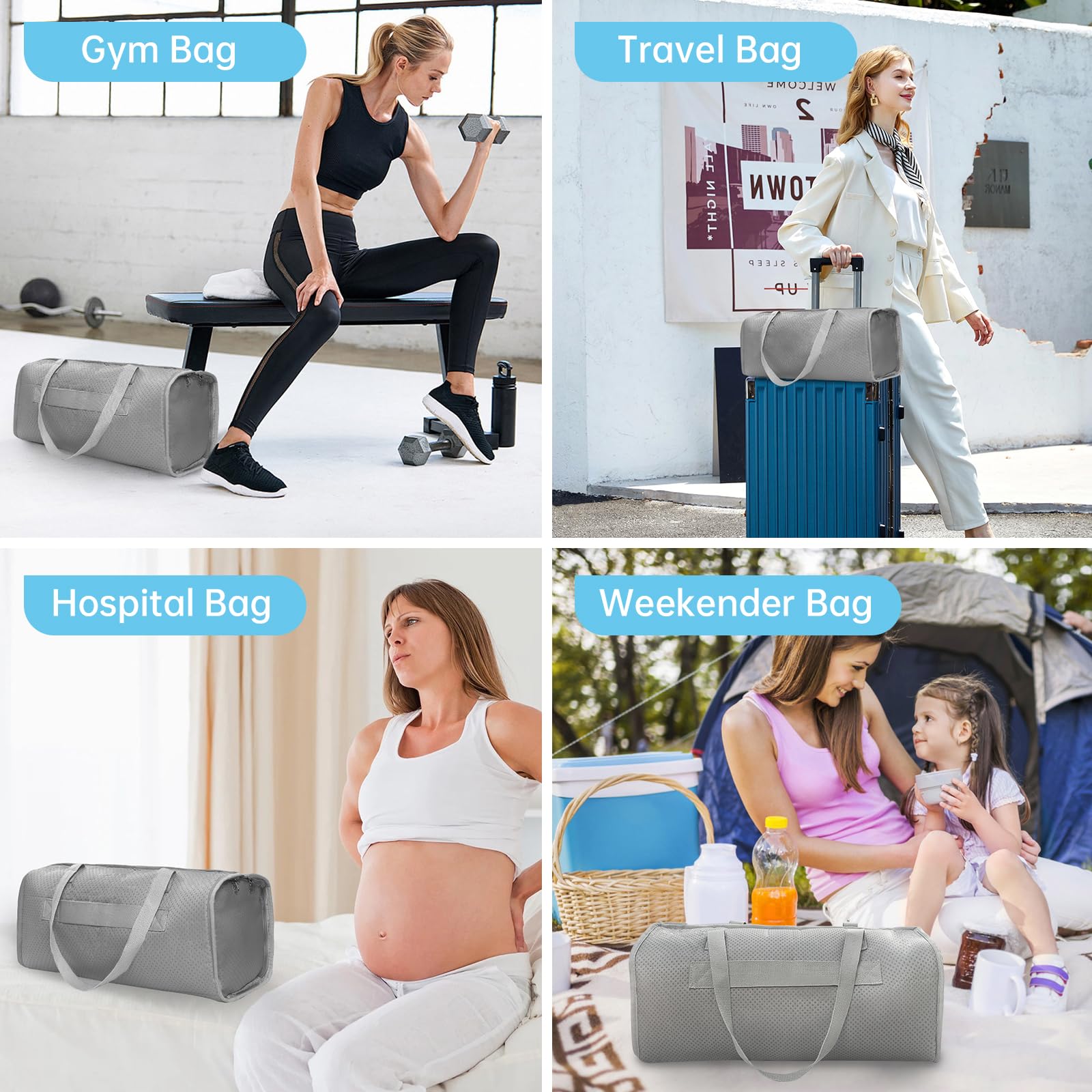 **2-in-1 Toddler Airplane Bed & Travel Bag – Portable Kids Plane Seat Extender & Baby Flight Essentials Footrest – Must-Have Carry-On Duffel for Women, Gym, Hospital & Weekender (Grey) – Perfect for Long Flights, Travel Comfort & On-the-Go Convenience**
