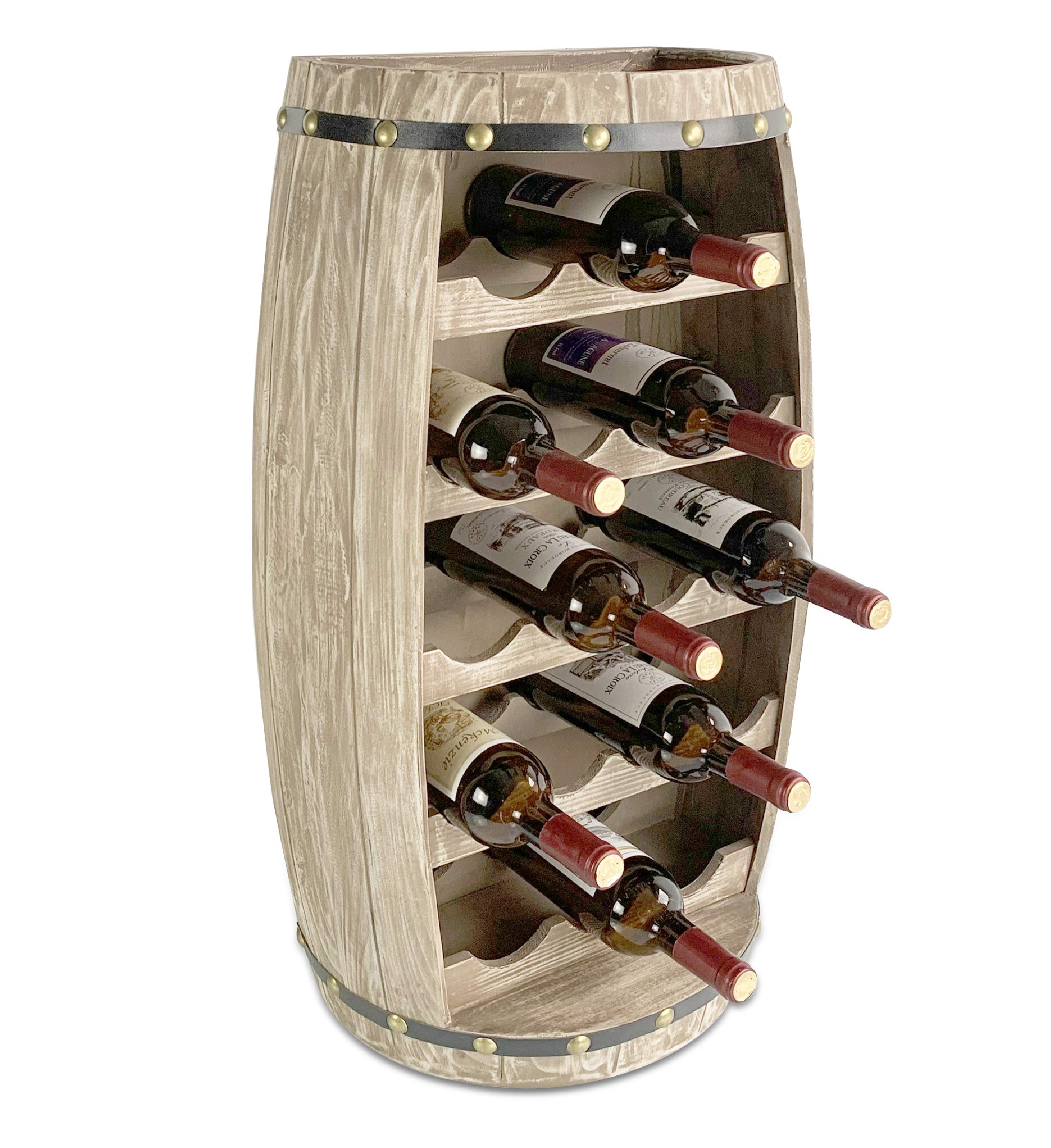CoTa Global Modern Alexander Wall Mounted or Freestanding Barrel Wine Rack - 18 Bottle Capacity, Hanging or Floor Standing Wine Storage Shelf Organizer for Home Bar, Kitchen & Dining Room Decor