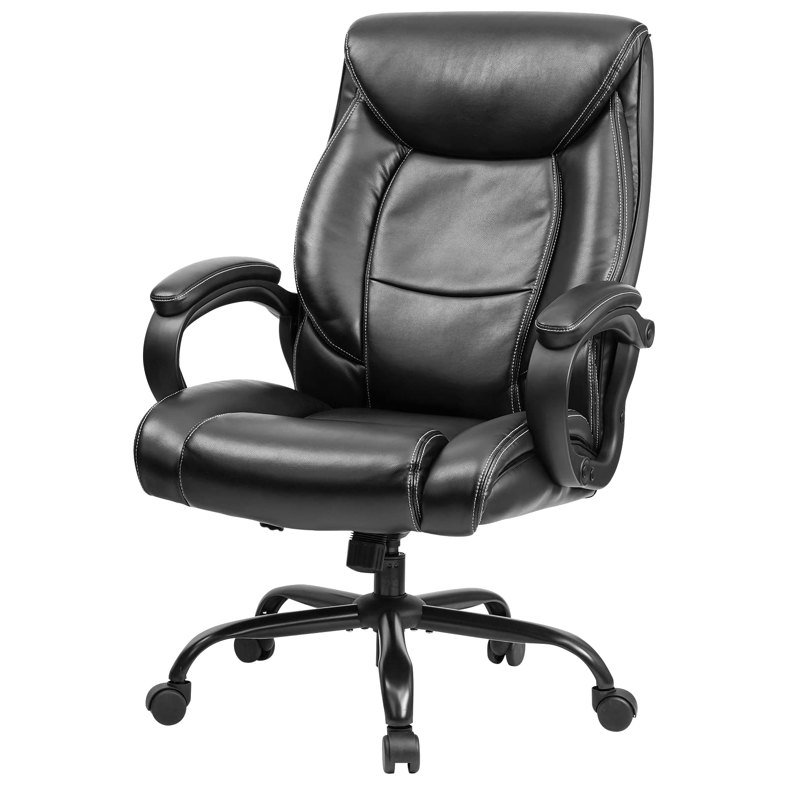 OUTFINE Heavy Duty Office Chair 400lbs - Ergonomic Executive Leather Desk Chair with Tilting Function - Perfect for Home Office, Gaming & Computer Workstations