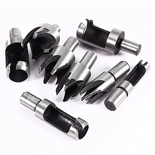 8-Piece Wood Plug Cutter Drill Bit Set - Straight & Tapered Chamfer Bits for Woodworking, DIY Projects | Perfect for Cabinet Making, Furniture Repair & Wood Joinery